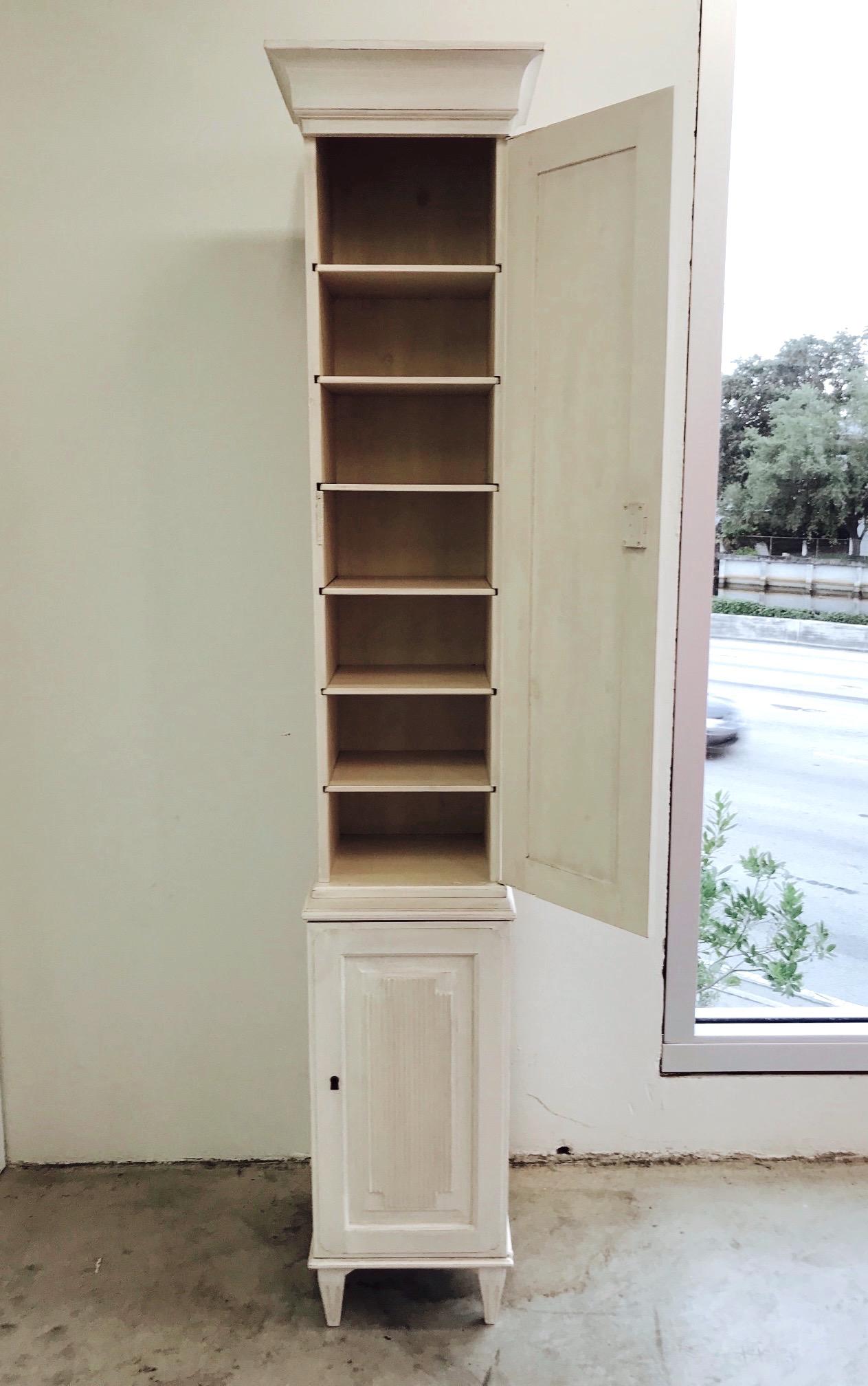 Swedish Gustavian Carved and Painted Narrow Cabinet 4