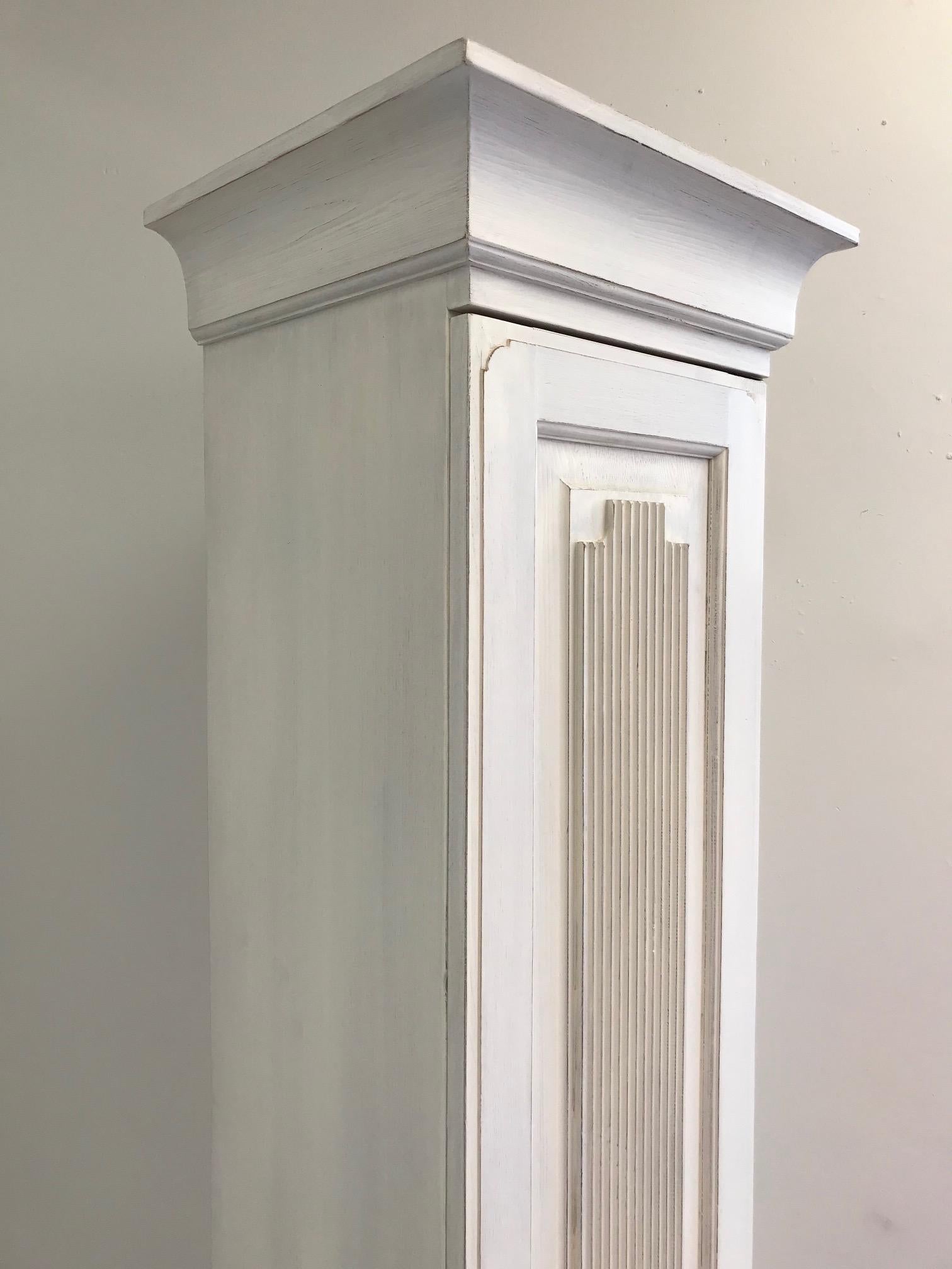 Late 20th Century Swedish Gustavian Carved and Painted Narrow Cabinet