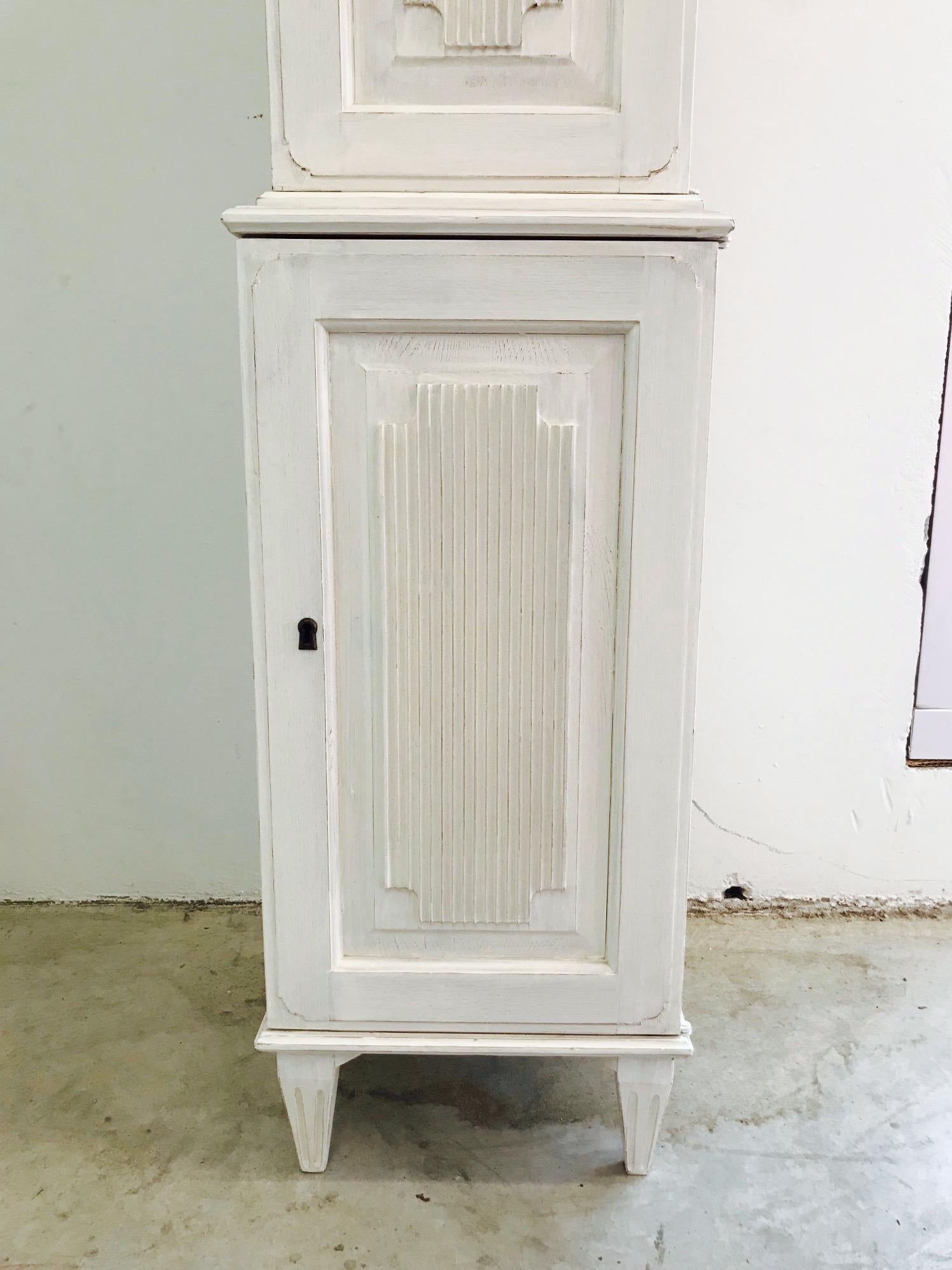 Swedish Gustavian Carved and Painted Narrow Cabinet 1
