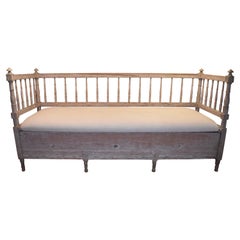 Antique Swedish Gustavian Carved Sofa Bed