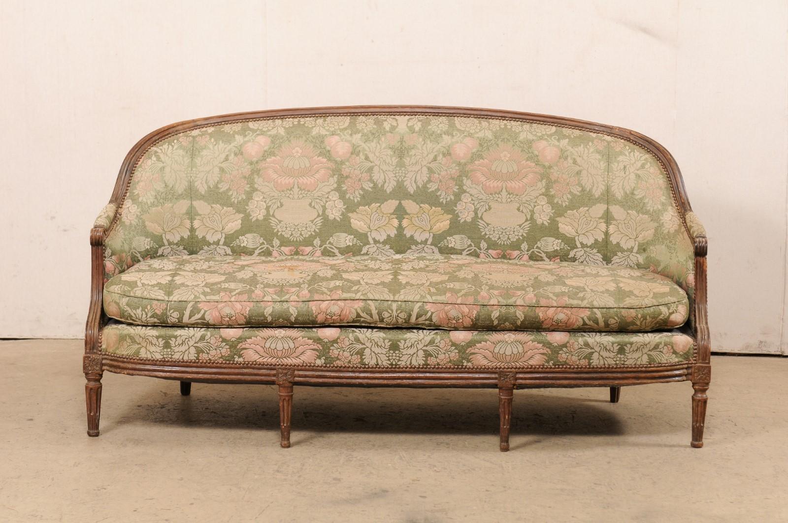 Swedish Gustavian Carved-Wood and Upholstered Tub Sofa, Early 19th Century For Sale 7