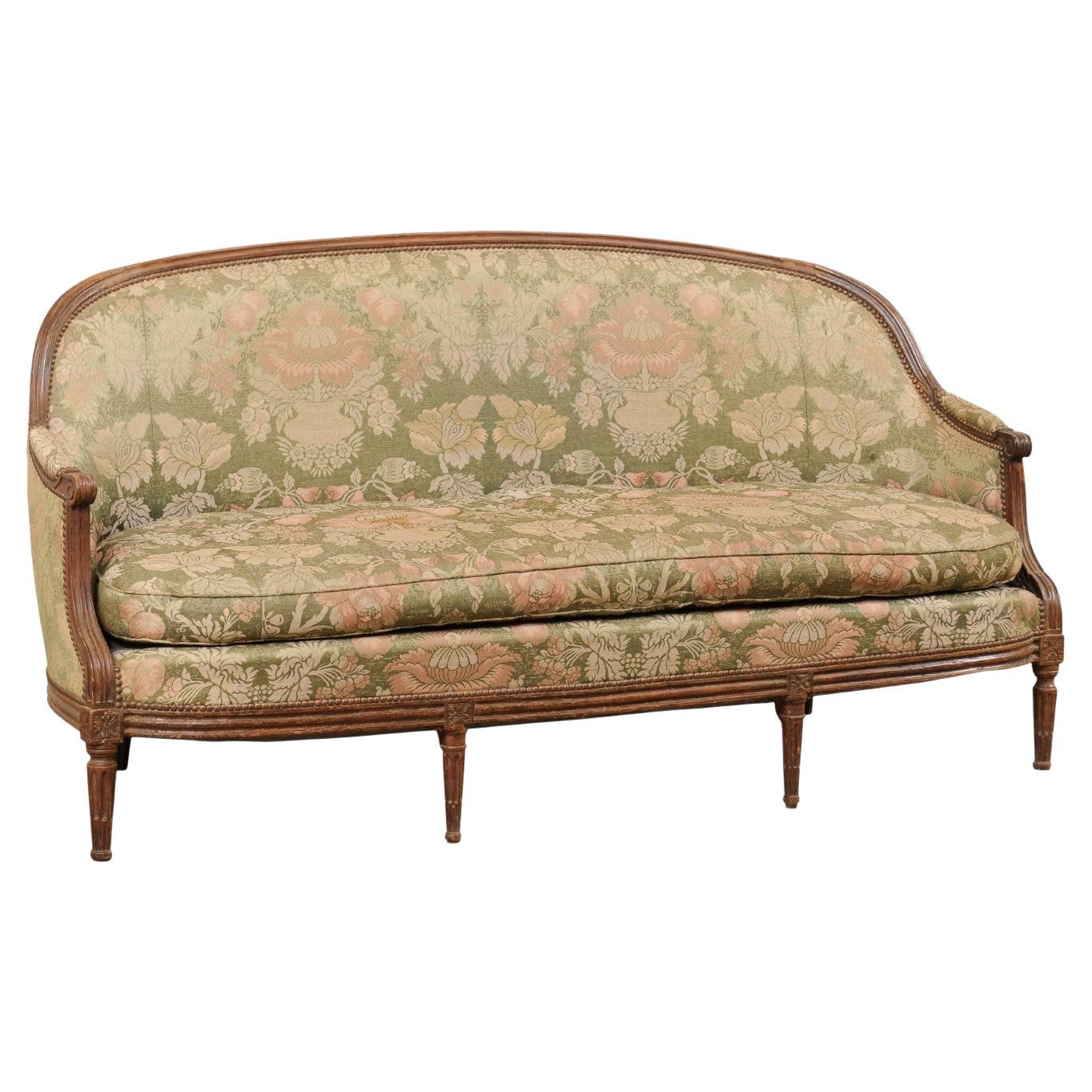 Swedish Gustavian Carved-Wood and Upholstered Tub Sofa, Early 19th Century For Sale