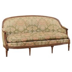 Antique Swedish Gustavian Carved-Wood and Upholstered Tub Sofa, Early 19th Century