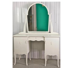 Swedish Gustavian Centre Mirror Carved Dressing Table Early 20th Century White