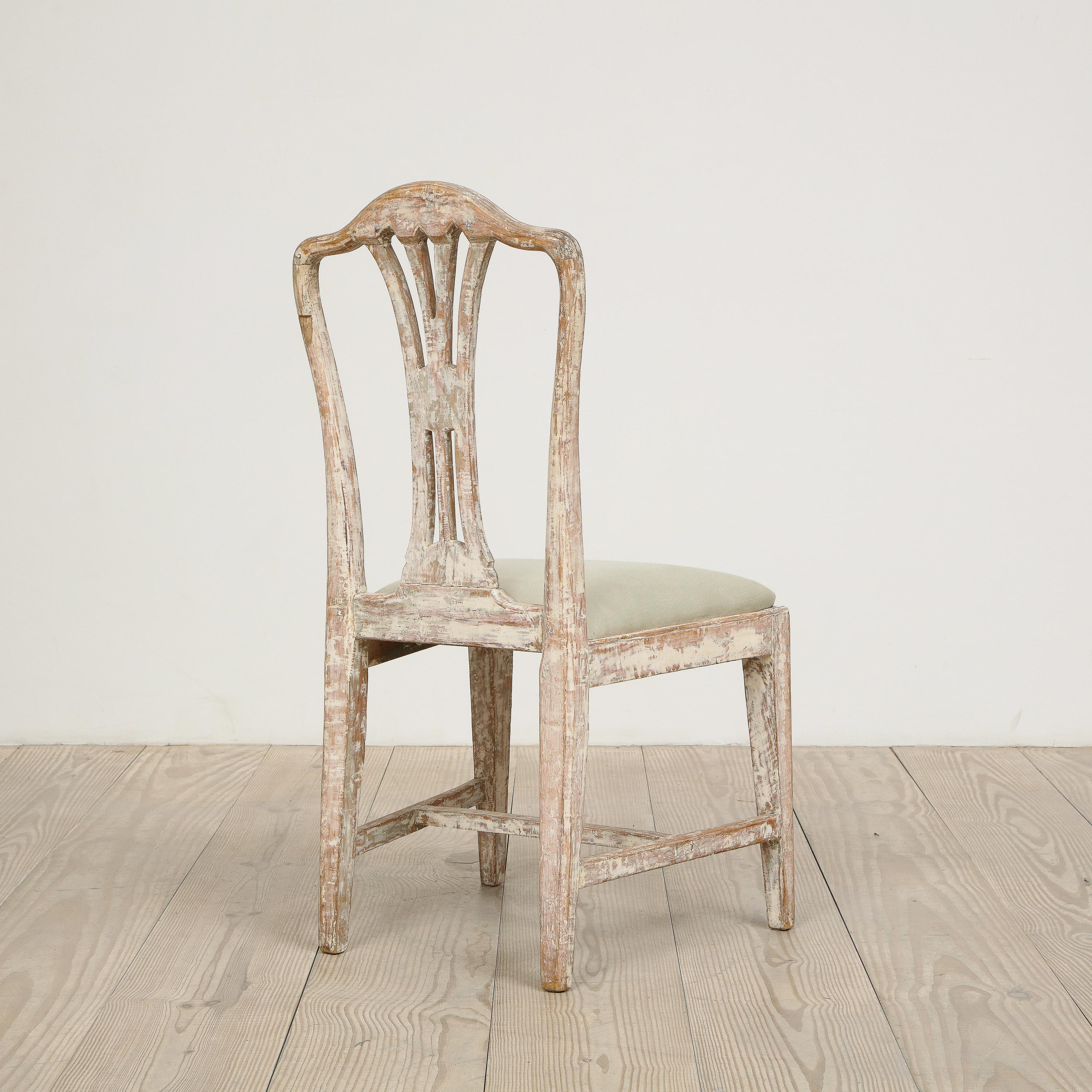 Paint Swedish Gustavian Chair with Wheat Carving, Circa 1780, Origin: Sweden For Sale