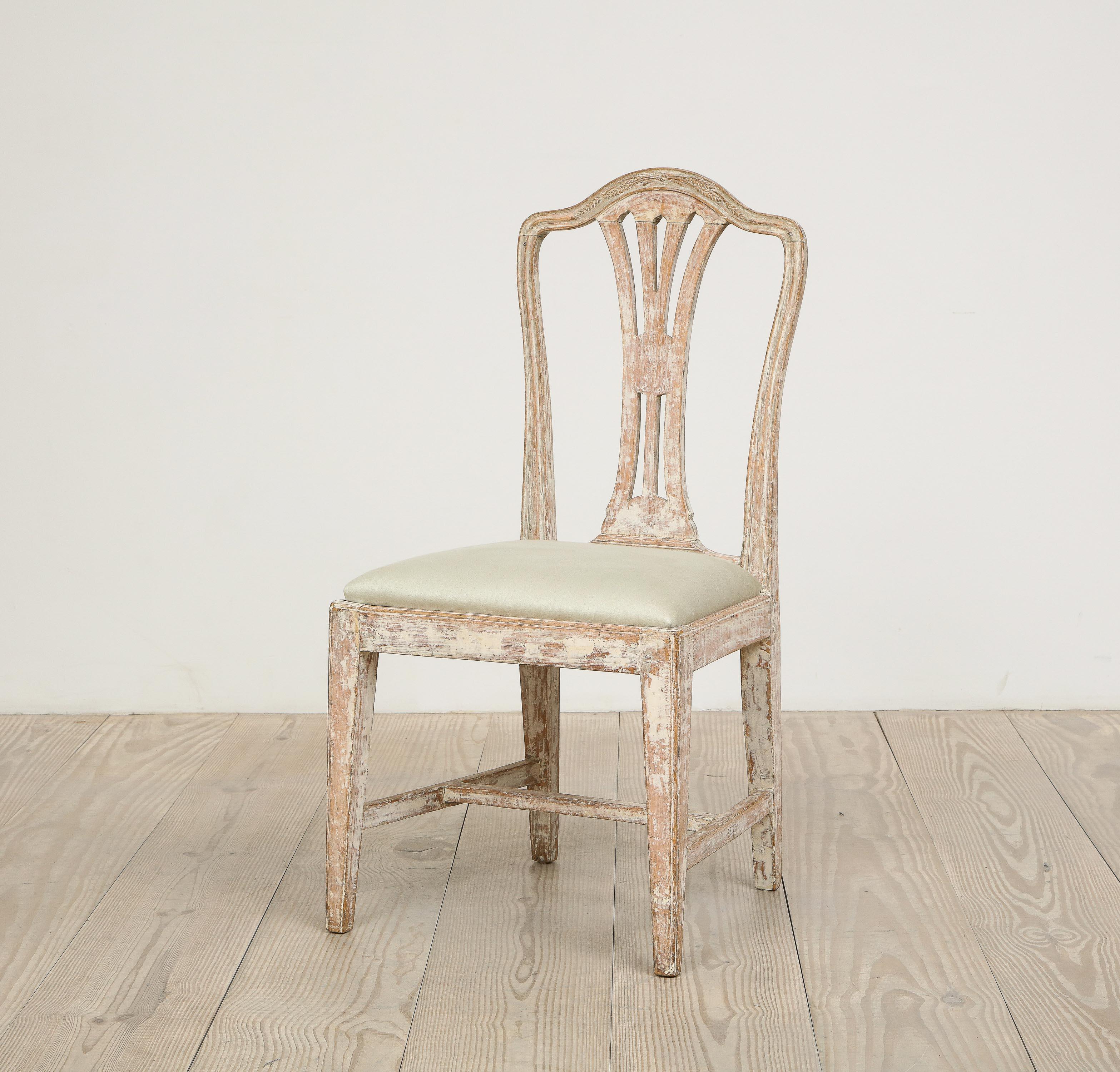 Schwedischer Gustavianischer Stuhl mit Weizenschnitzerei, um 1780, Herkunft: Schweden im Angebot 6