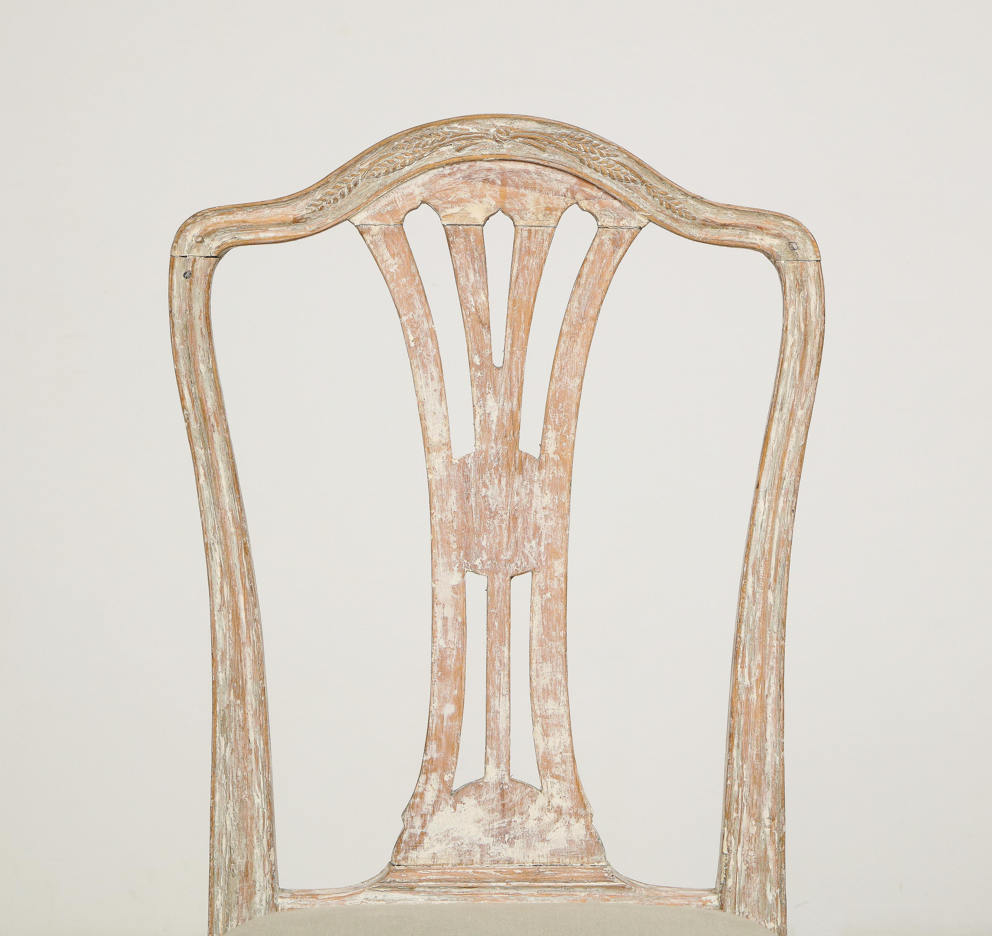 Schwedischer Gustavianischer Stuhl mit Weizenschnitzerei, um 1780, Herkunft: Schweden (Handgeschnitzt) im Angebot