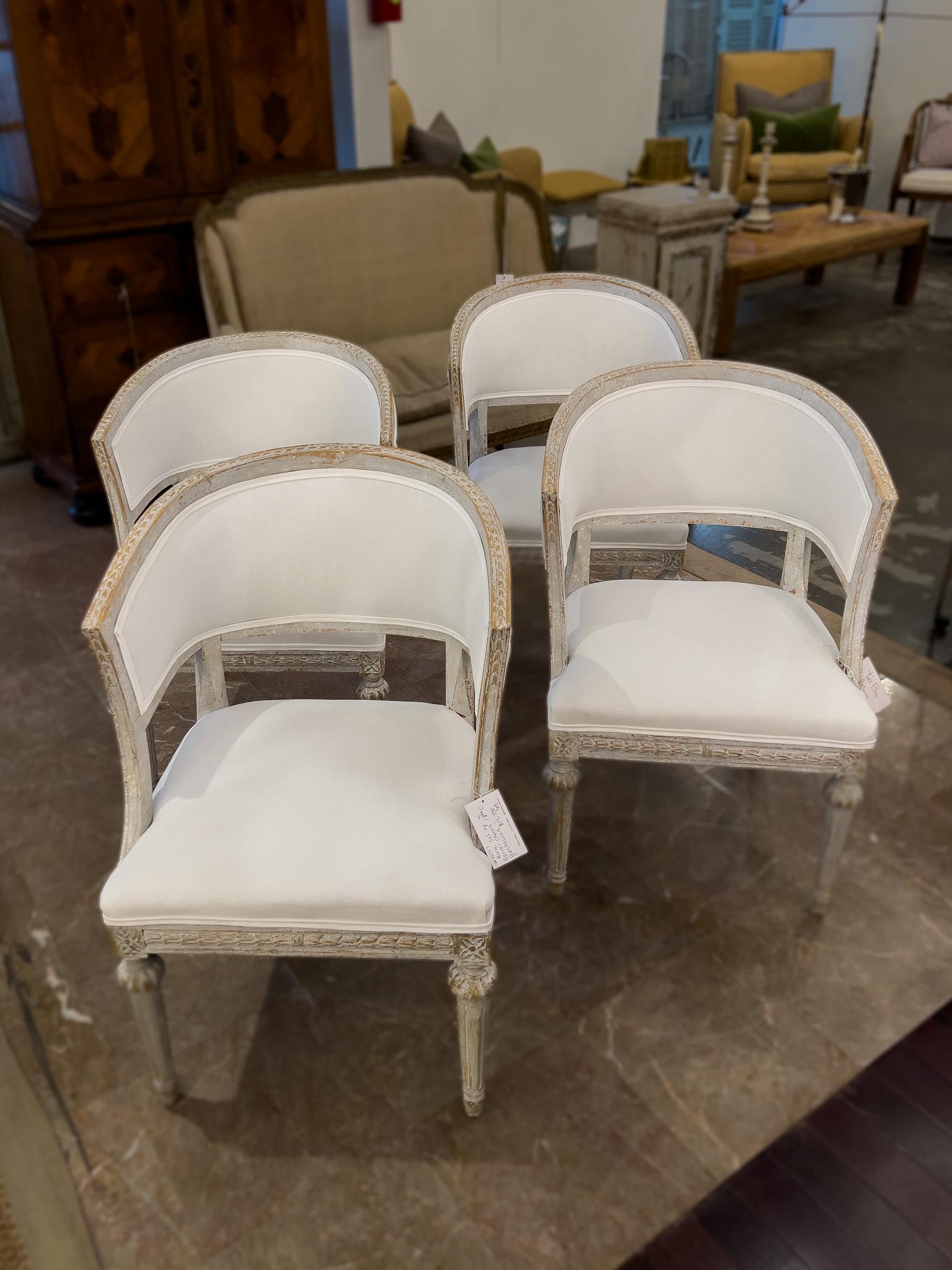 Painted Swedish Gustavian Chairs Set of 4