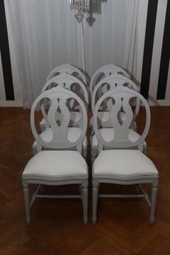 Swedish Gustavian Chairs, Set of 6, 1920