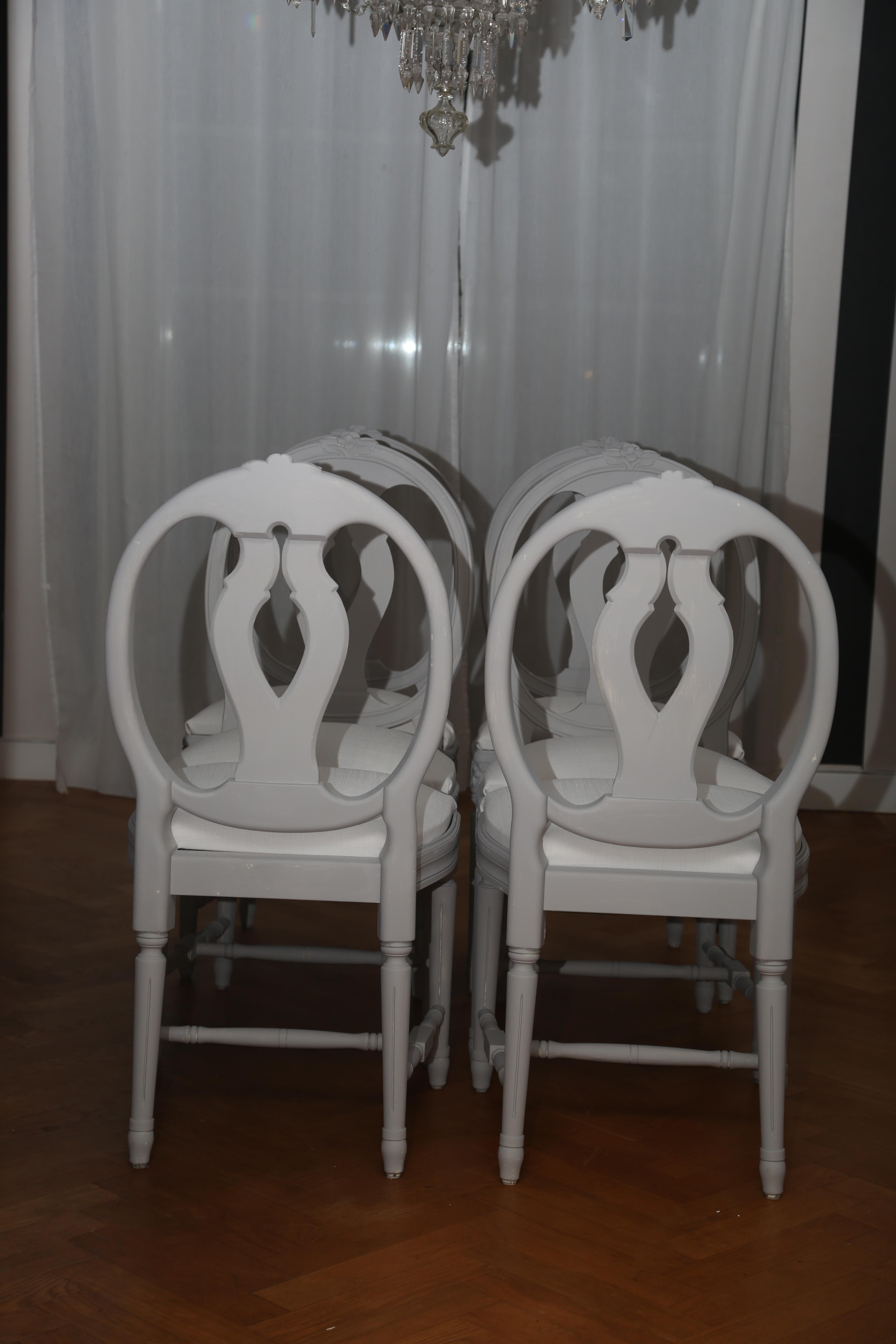 19th Century Swedish Gustavian Chairs, Set of 6, 1920 For Sale