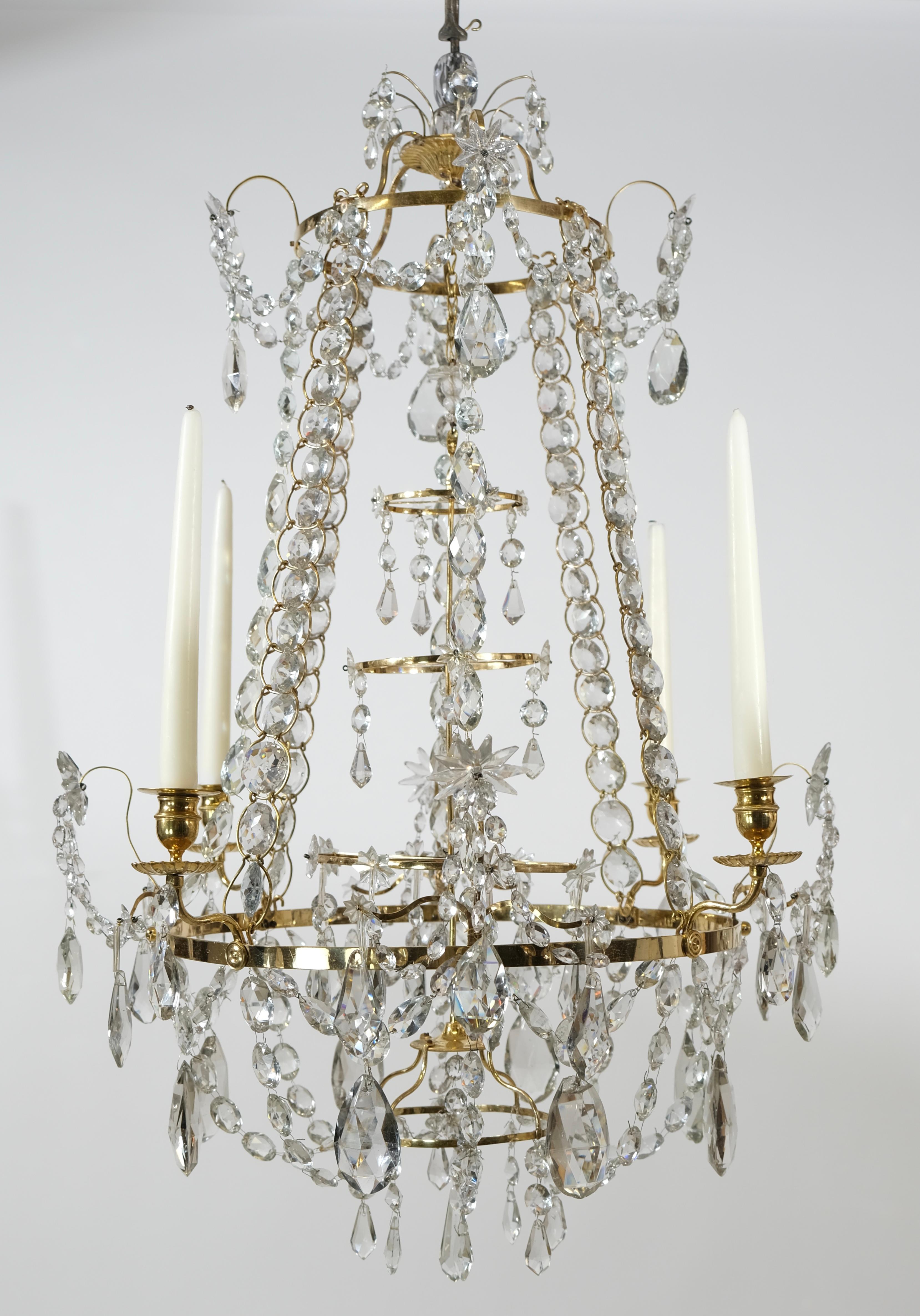 This is a unique and important chandelier. It is dated 1st of December 1791 and signed by Olof Westerberg, the best chandelier maker in Stockholm at the time.
There are very few signed chandeliers and even fewer that are dated. That together with