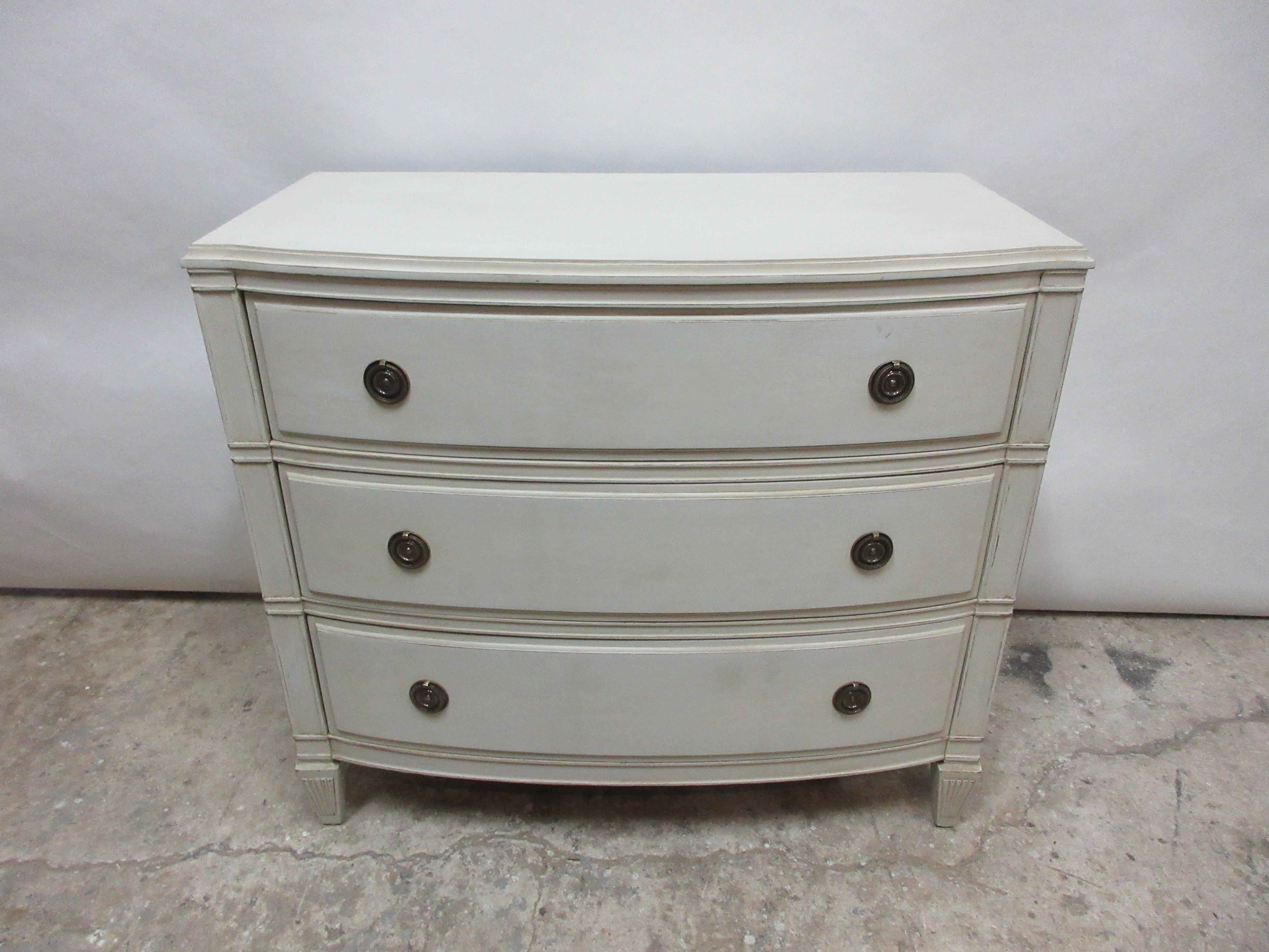 This is a Swedish Gustavian chest of drawers. It has been restored and repainted with milk paints 