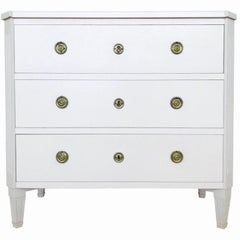 Swedish Gustavian Chest of Drawers Hand Painted in Ivory