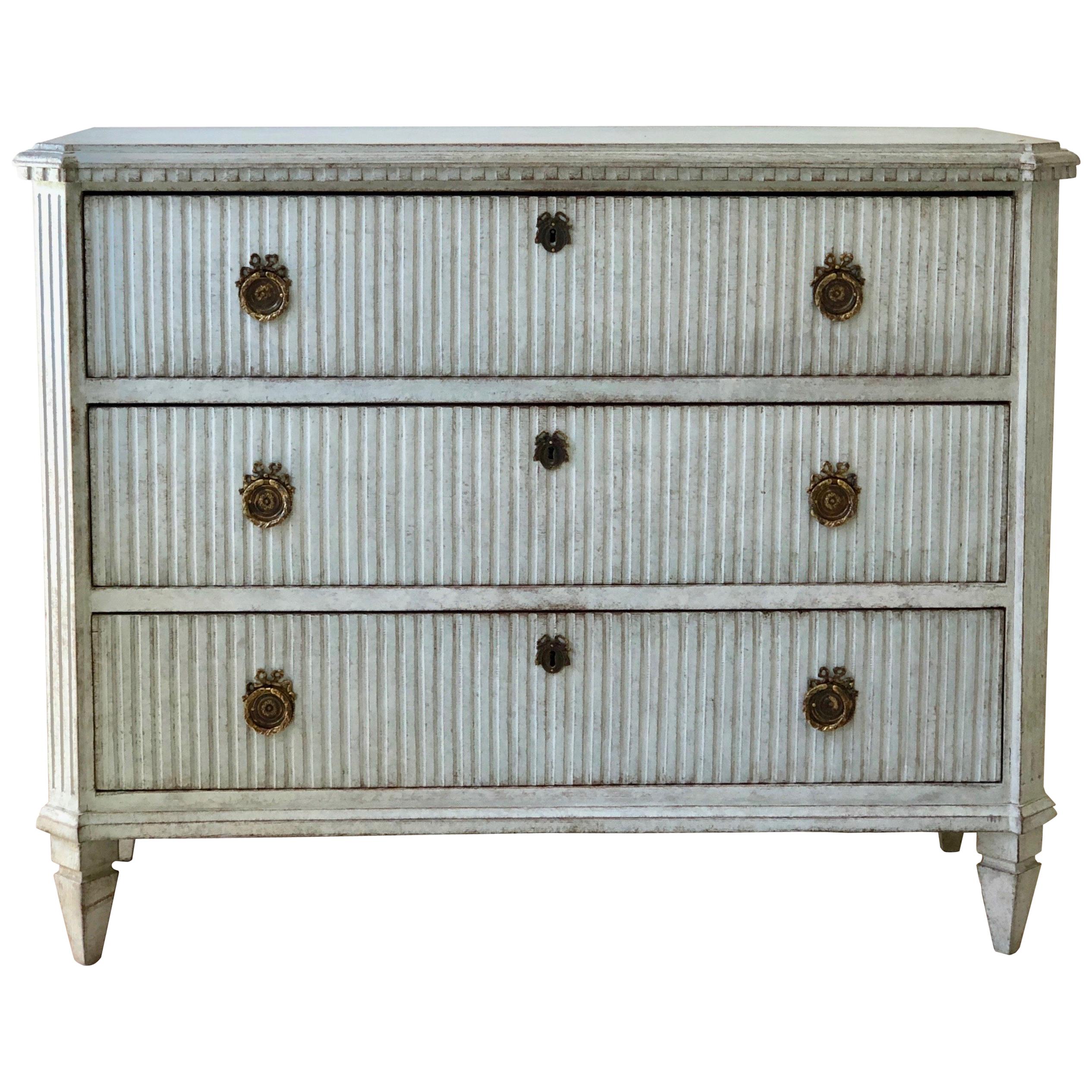 Swedish Gustavian Chest of Drawers with Reeded Front