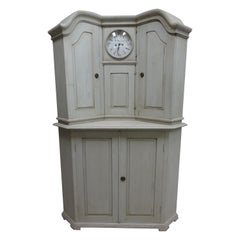 Swedish Gustavian Clock Corner Cabinet