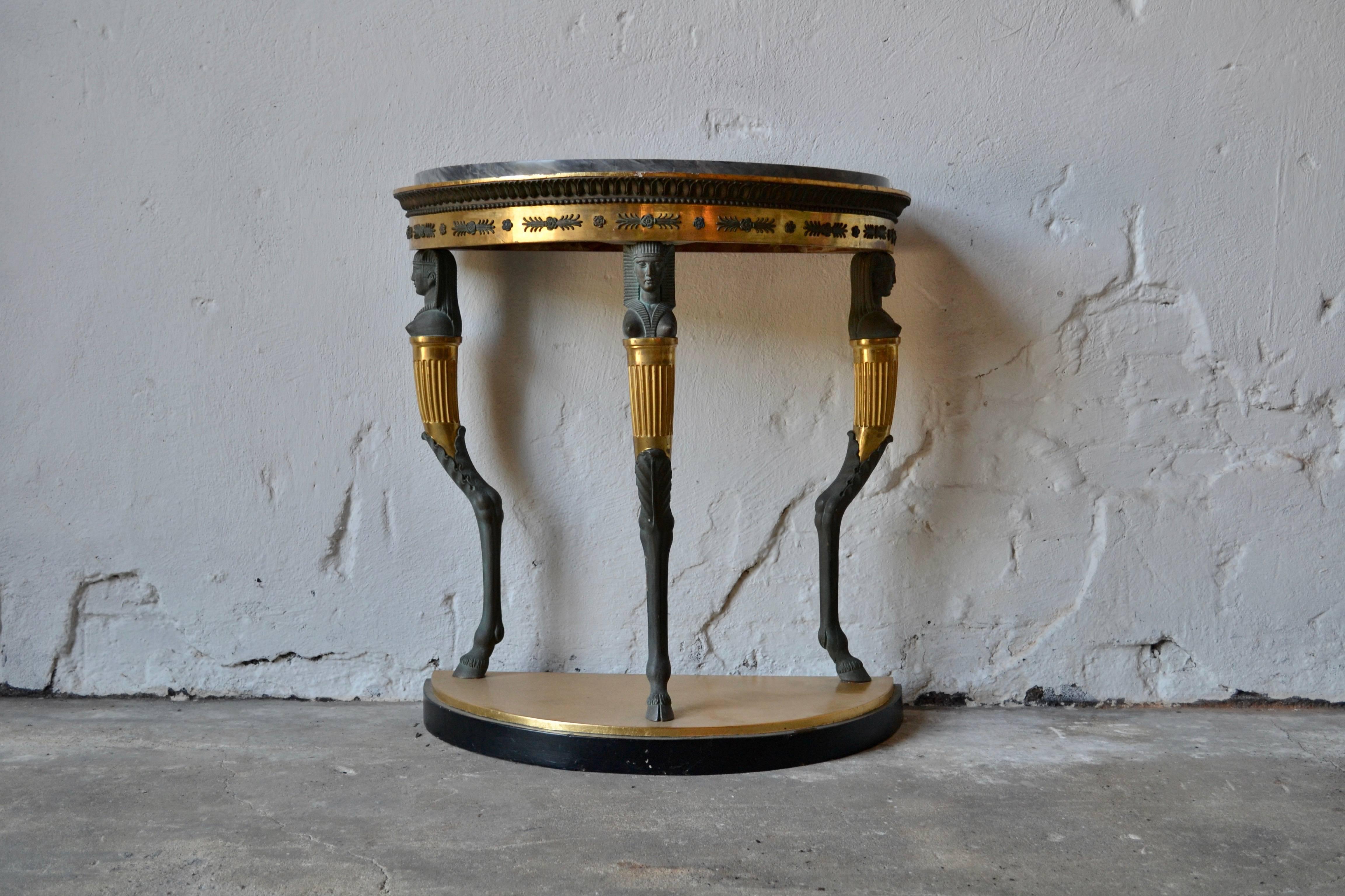 Swedish Gustavian console table with Stockholm origin, 1790 
Original marble-top and original gild. 
Very good general condition 
Such a rare antique is a must-have in any good collection.