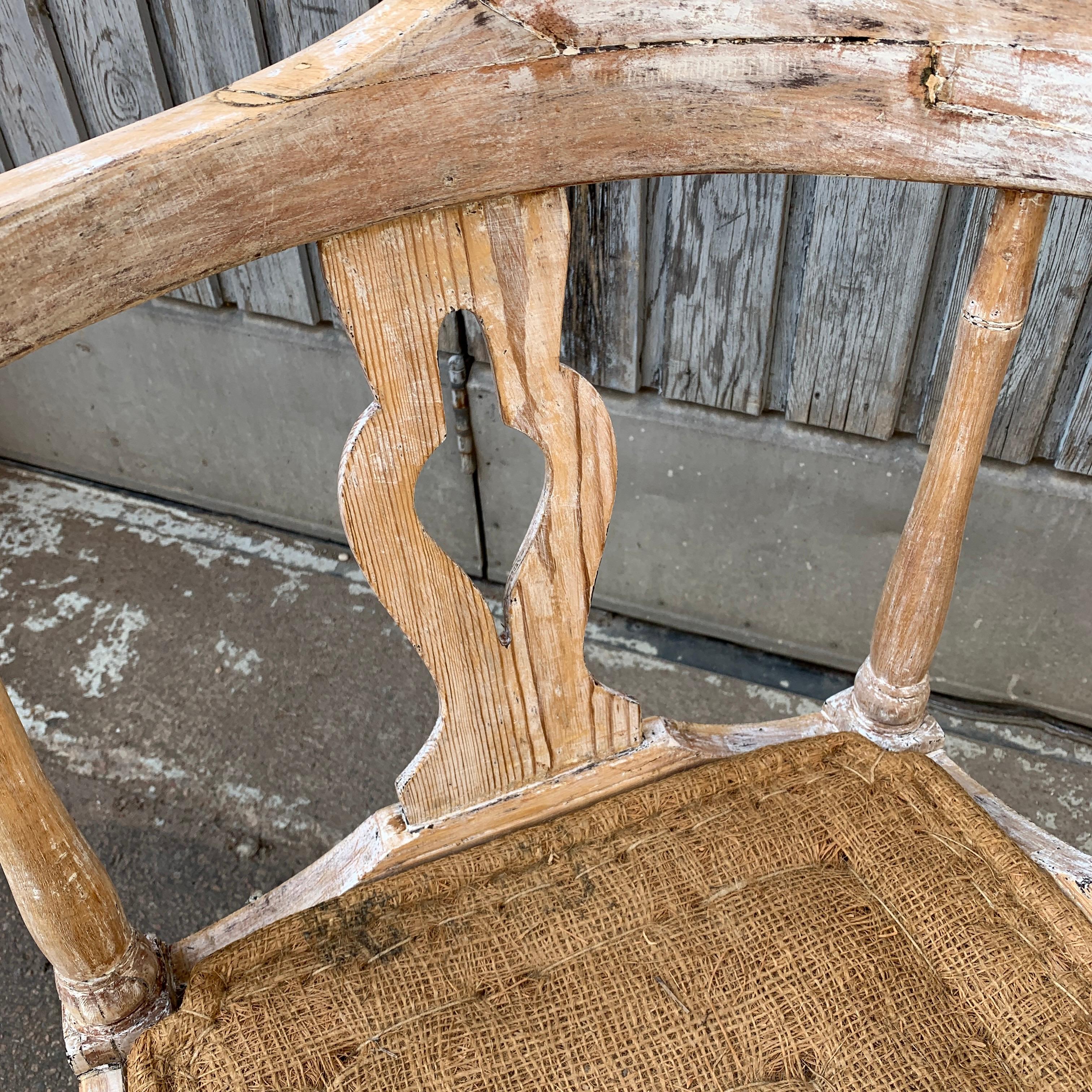 19th Century Swedish Gustavian Corner Armchair in Original Patina