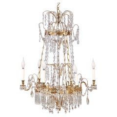 Swedish Gustavian Crystal and Gilt Brass Chandelier