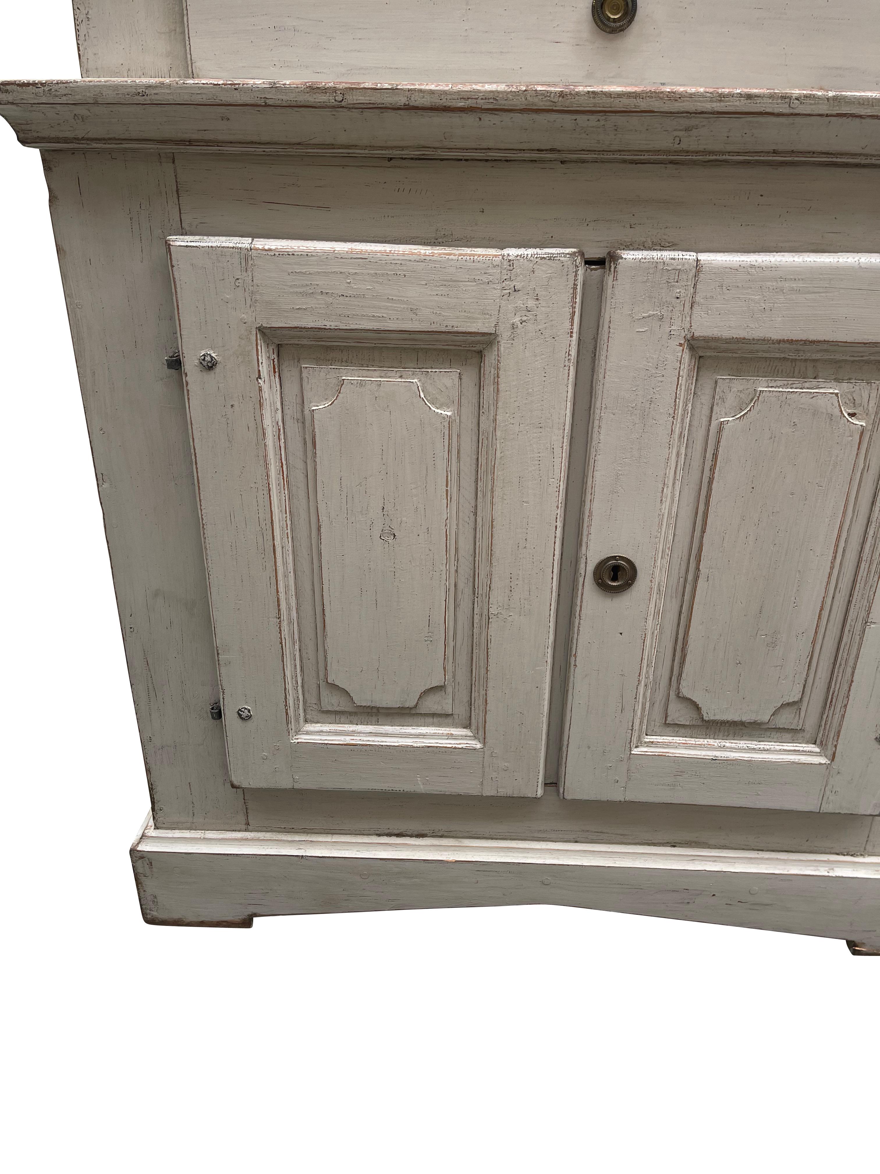 Swedish Gustavian Cupboard/ Highboy in Lime Washed Finish, 19th Century For Sale 1