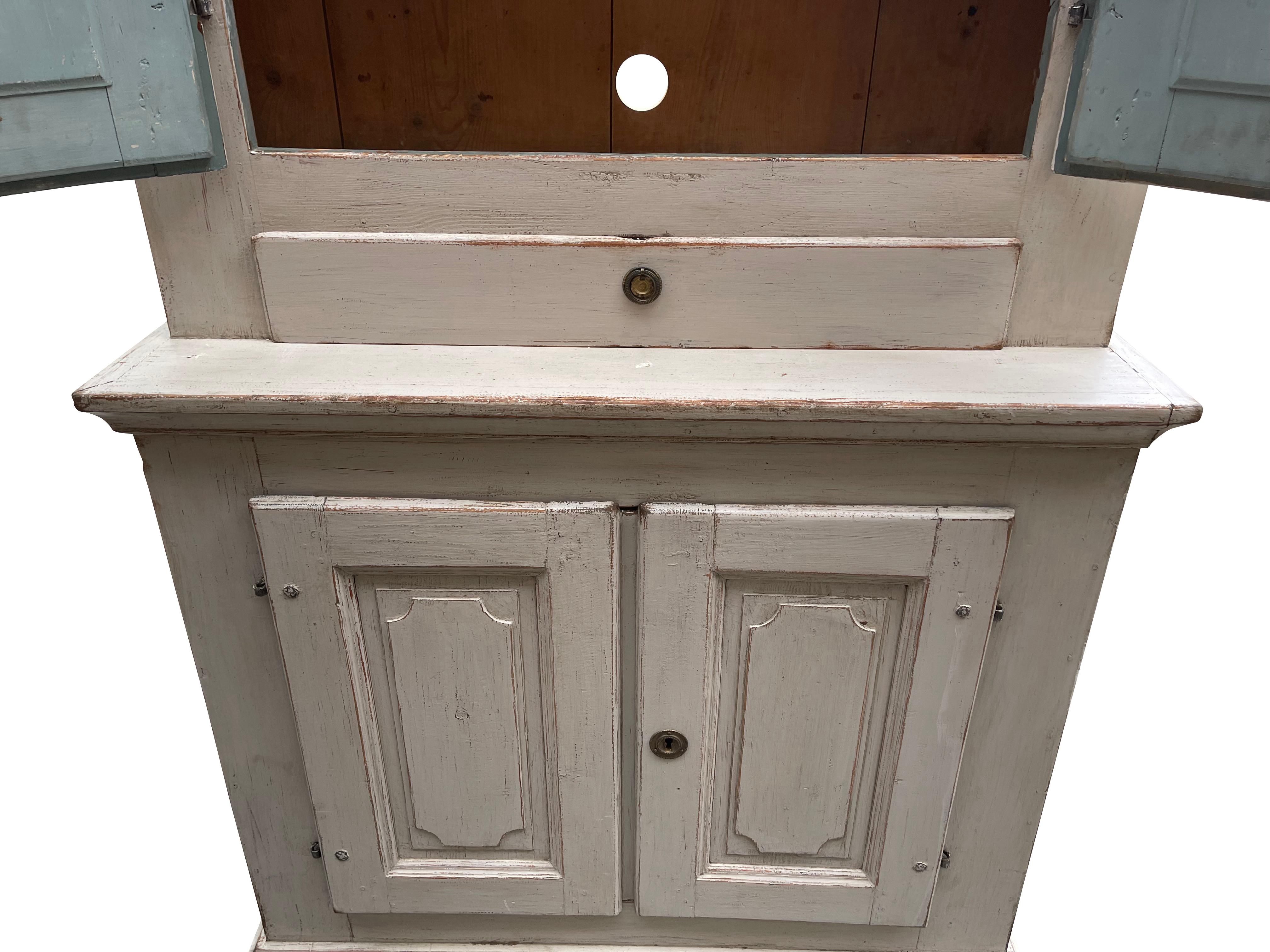 Swedish Gustavian Cupboard/ Highboy in Lime Washed Finish, 19th Century For Sale 3