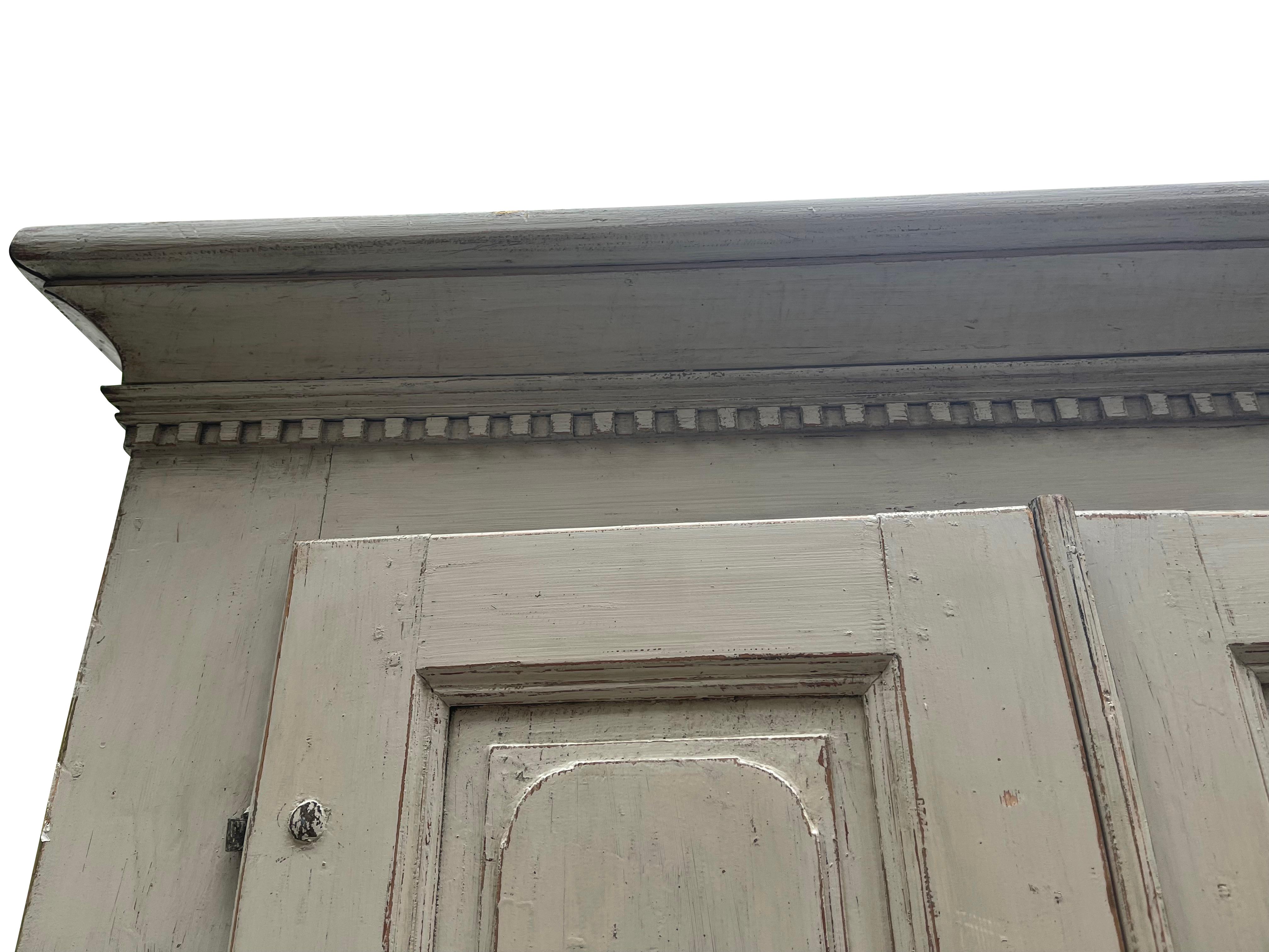Swedish Gustavian Cupboard/ Highboy in Lime Washed Finish, 19th Century For Sale 4