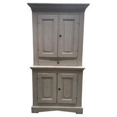 Swedish Gustavian Cupboard in Lime Washed Finish, 19th Century