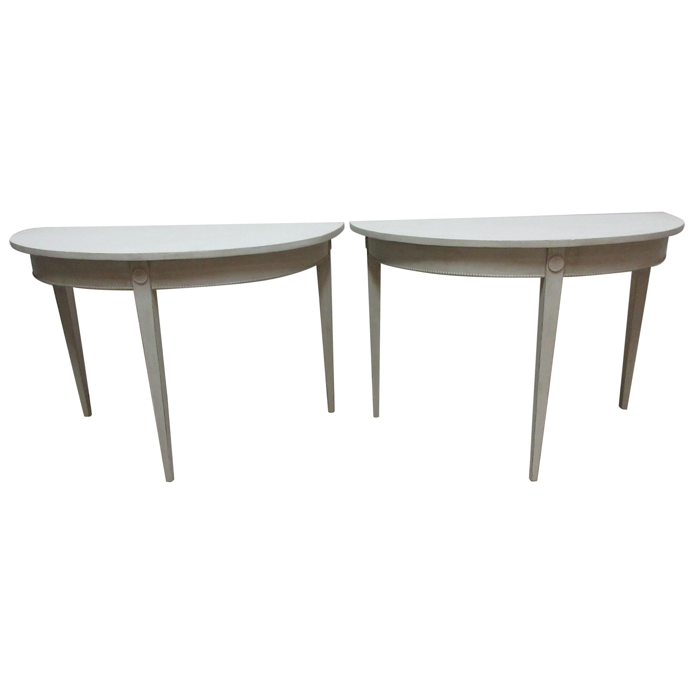 Swedish Gustavian Demilune Tables 
