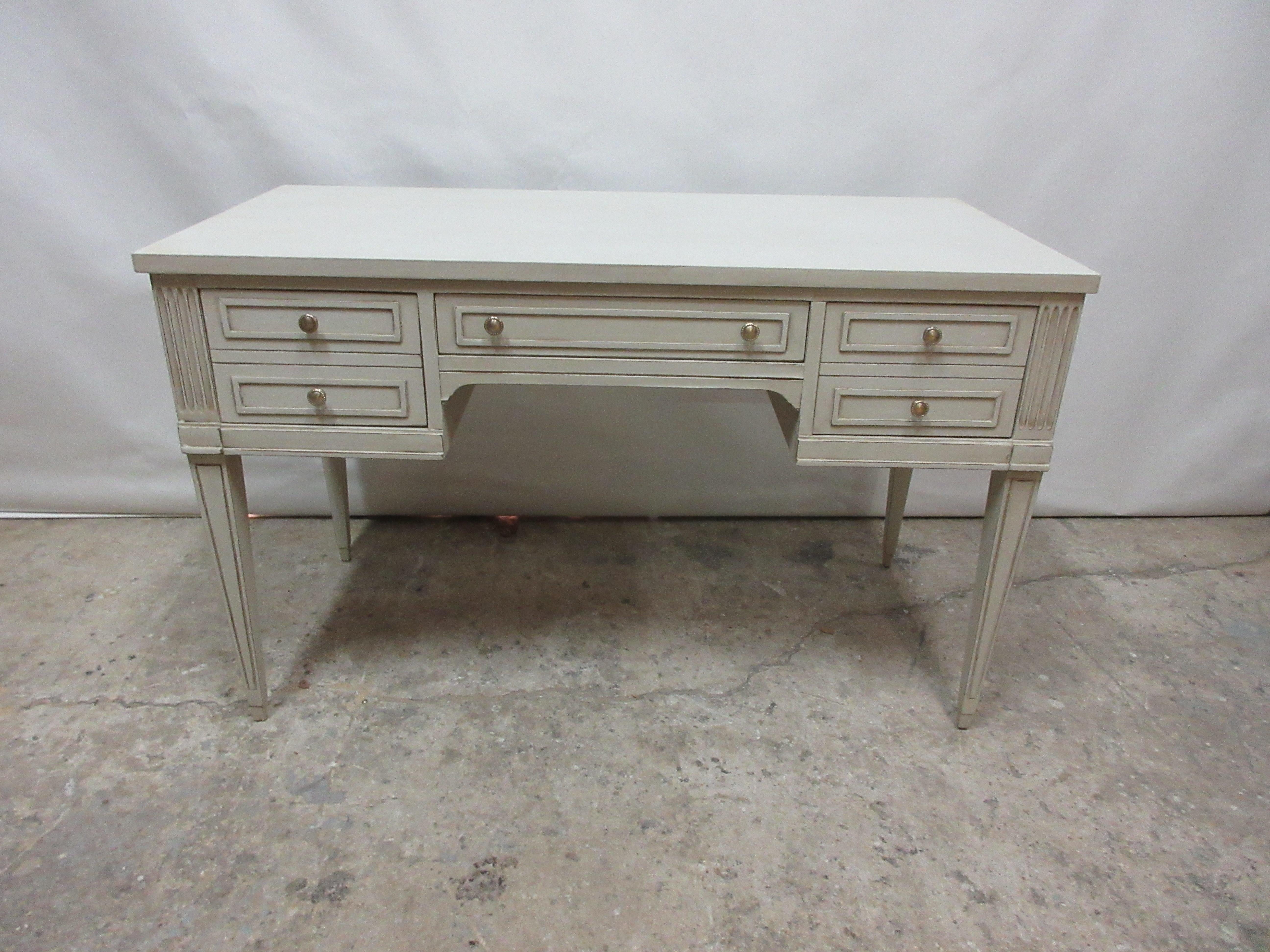 This is a Swedish Gustavian desk, its been restored and repainted with milk paints 
