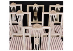 Swedish Gustavian Dining Chairs Grey Lindome Style Set of 6, Mid-20th Century