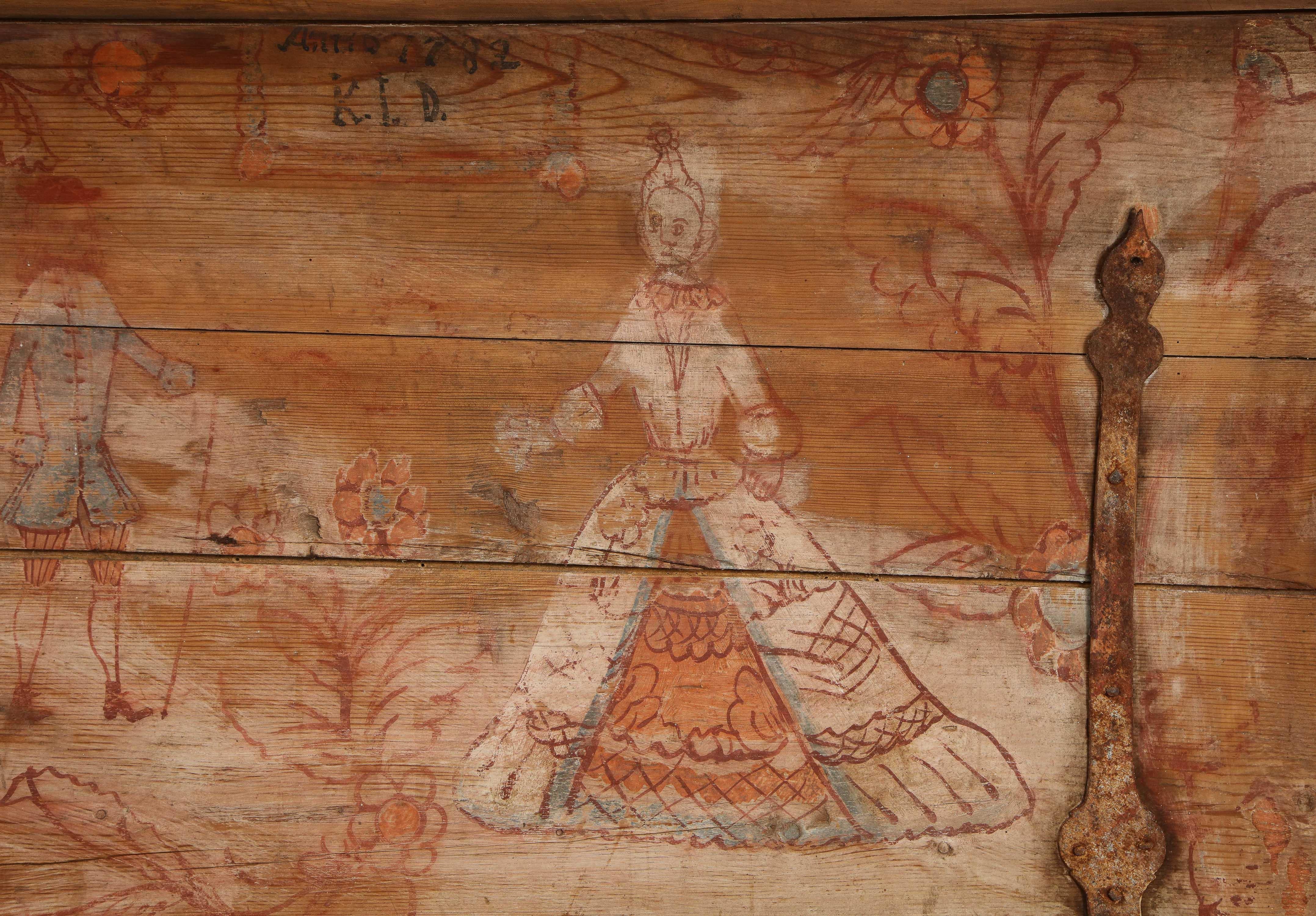 Cassettone svedese gustaviano con eccezionale pittura interna, datato 1782 in vendita 3