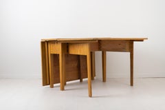 Swedish Gustavian Drop-Leaf Table with Birch Faux Paint