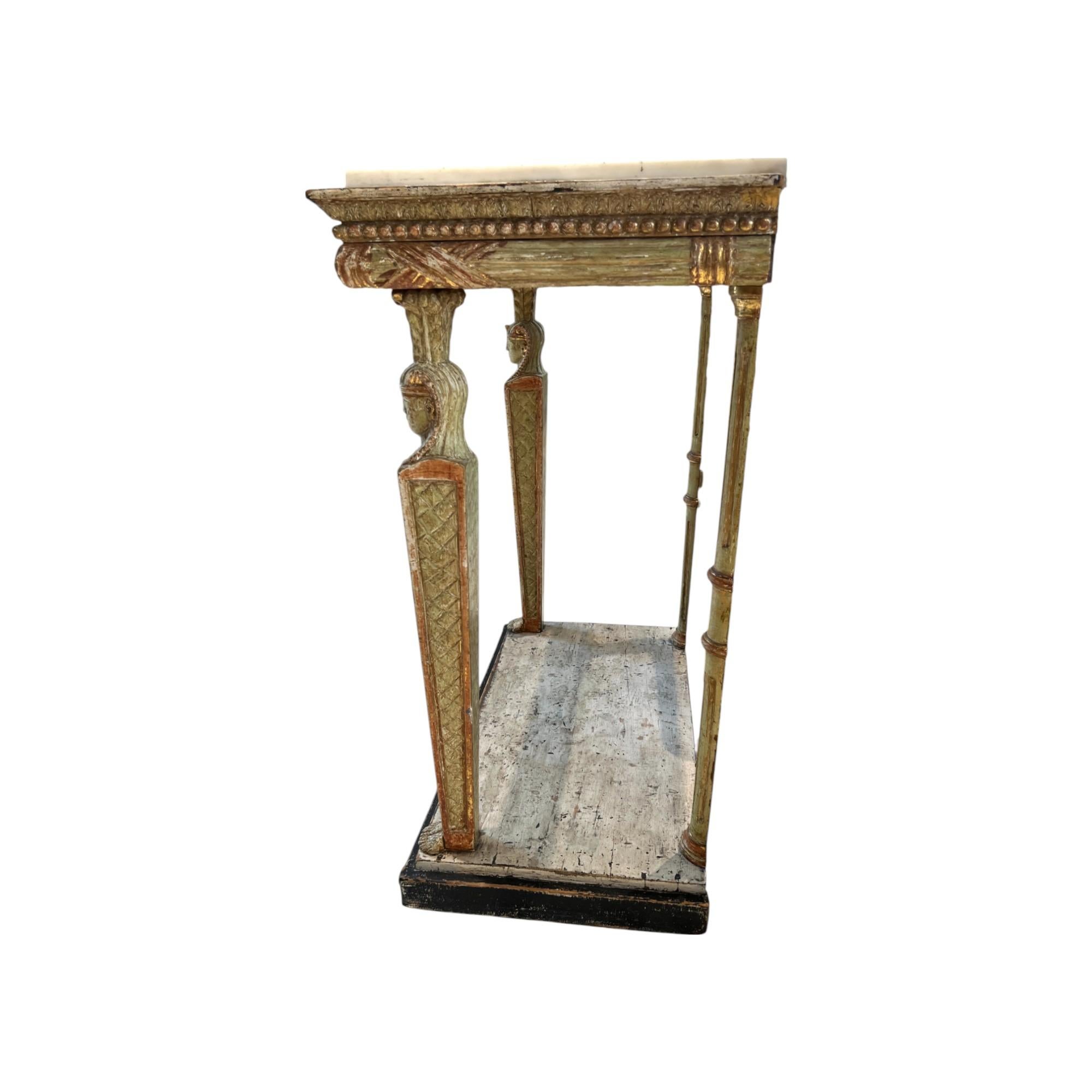 Gilt Swedish Gustavian Egyptian-Style Gilded Console - Attributed to Jonas Frisk For Sale