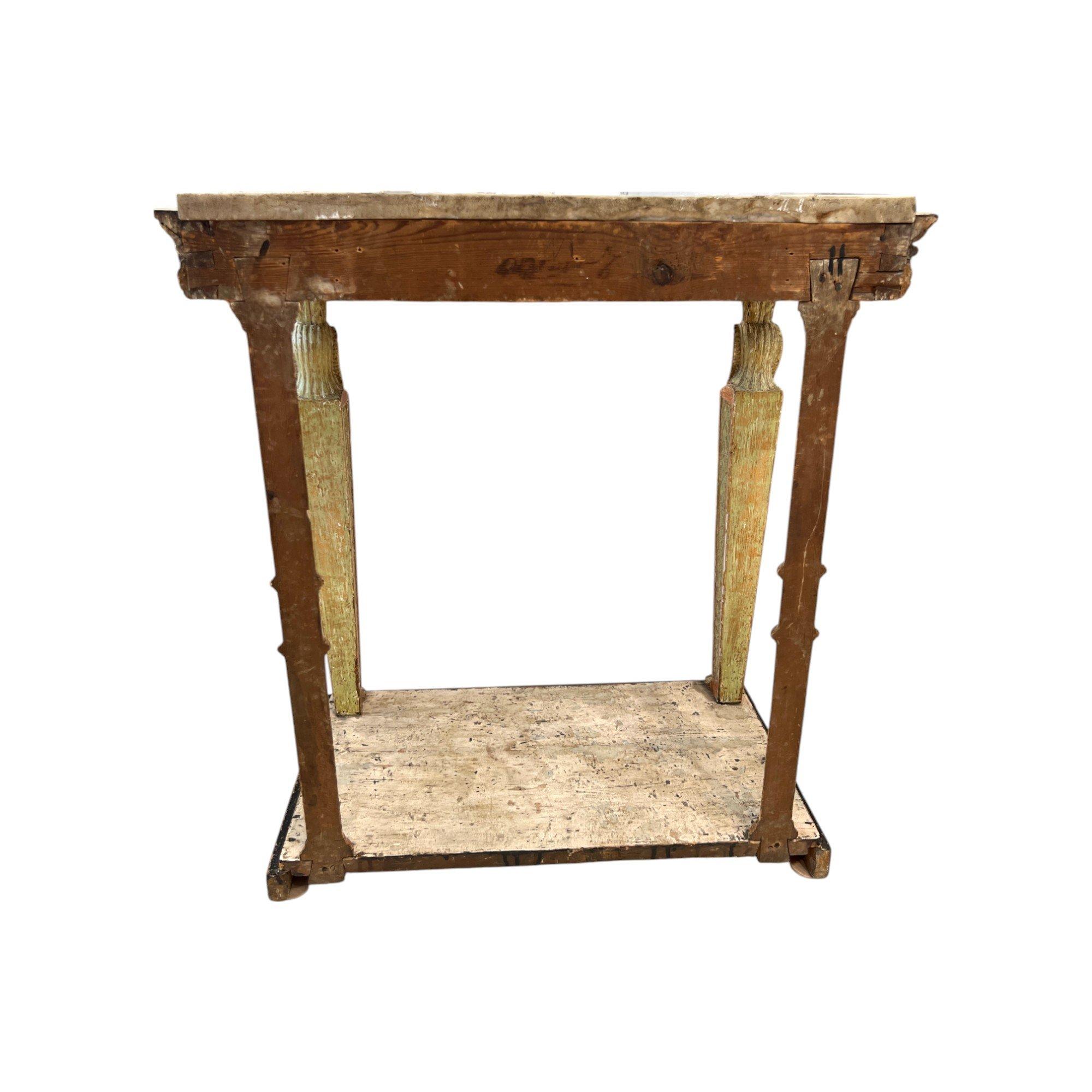 Swedish Gustavian Egyptian-Style Gilded Console - Attributed to Jonas Frisk In Fair Condition For Sale In New Orleans, LA