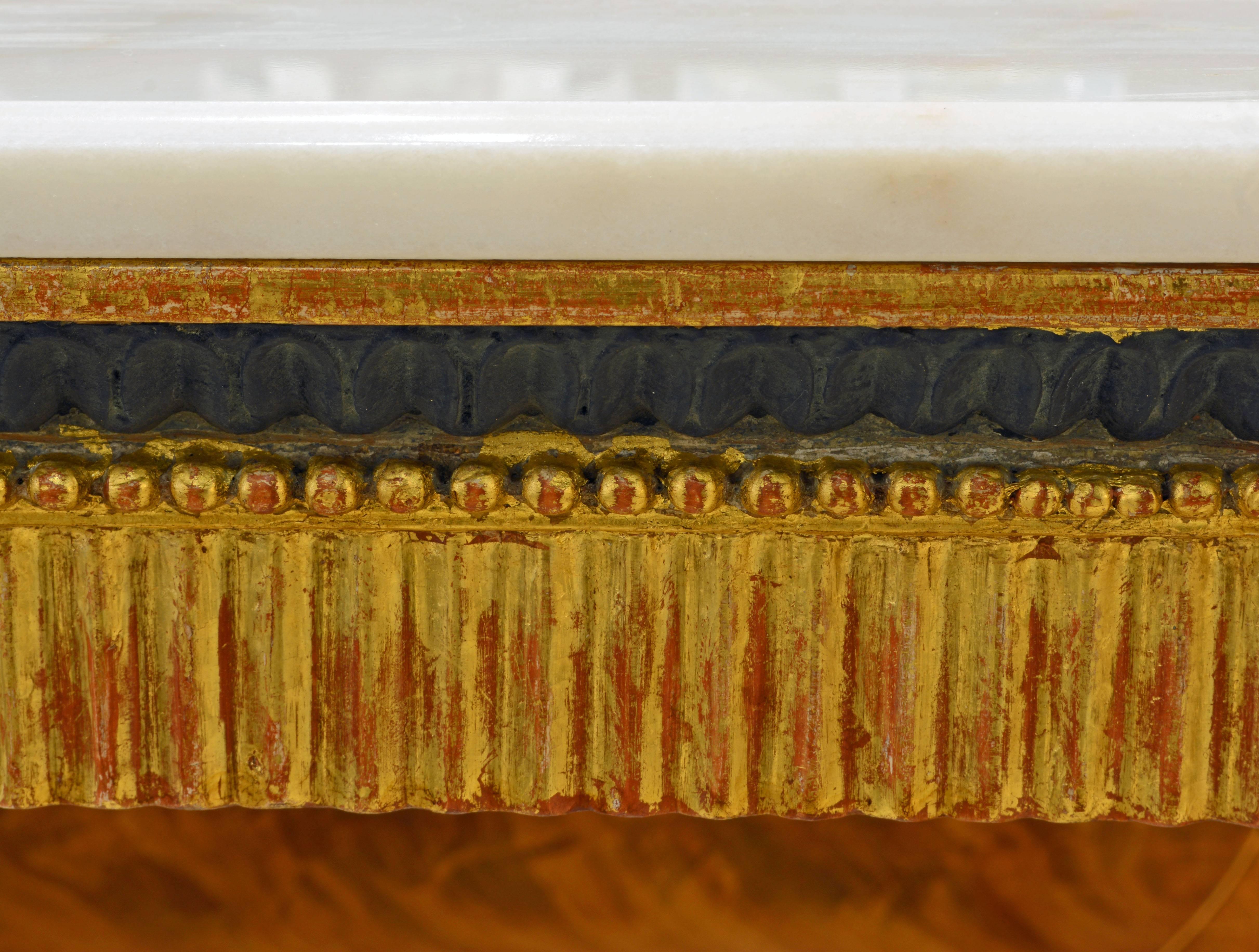 18th Century Swedish Gustavian Egyptian Themed Giltwood and Ebonized Marble Top Console Table