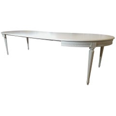 Antique Swedish Gustavian Extendable Dining Table Swedish, White , Early 20th Century
