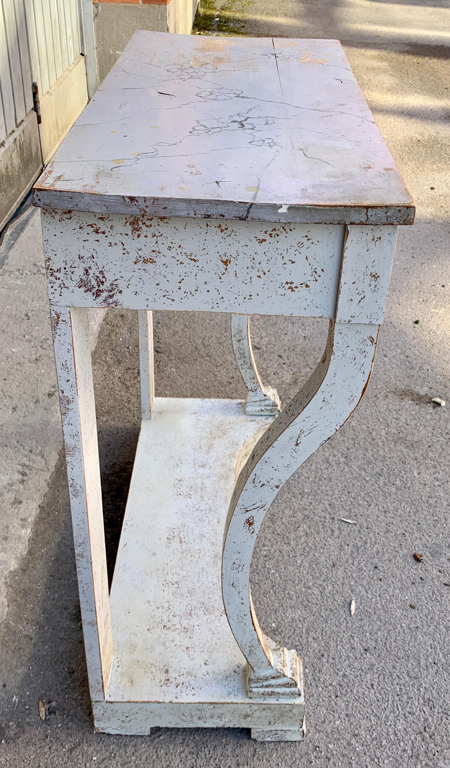 Swedish Gustavian Faux Marble Painted Console Table For Sale 4