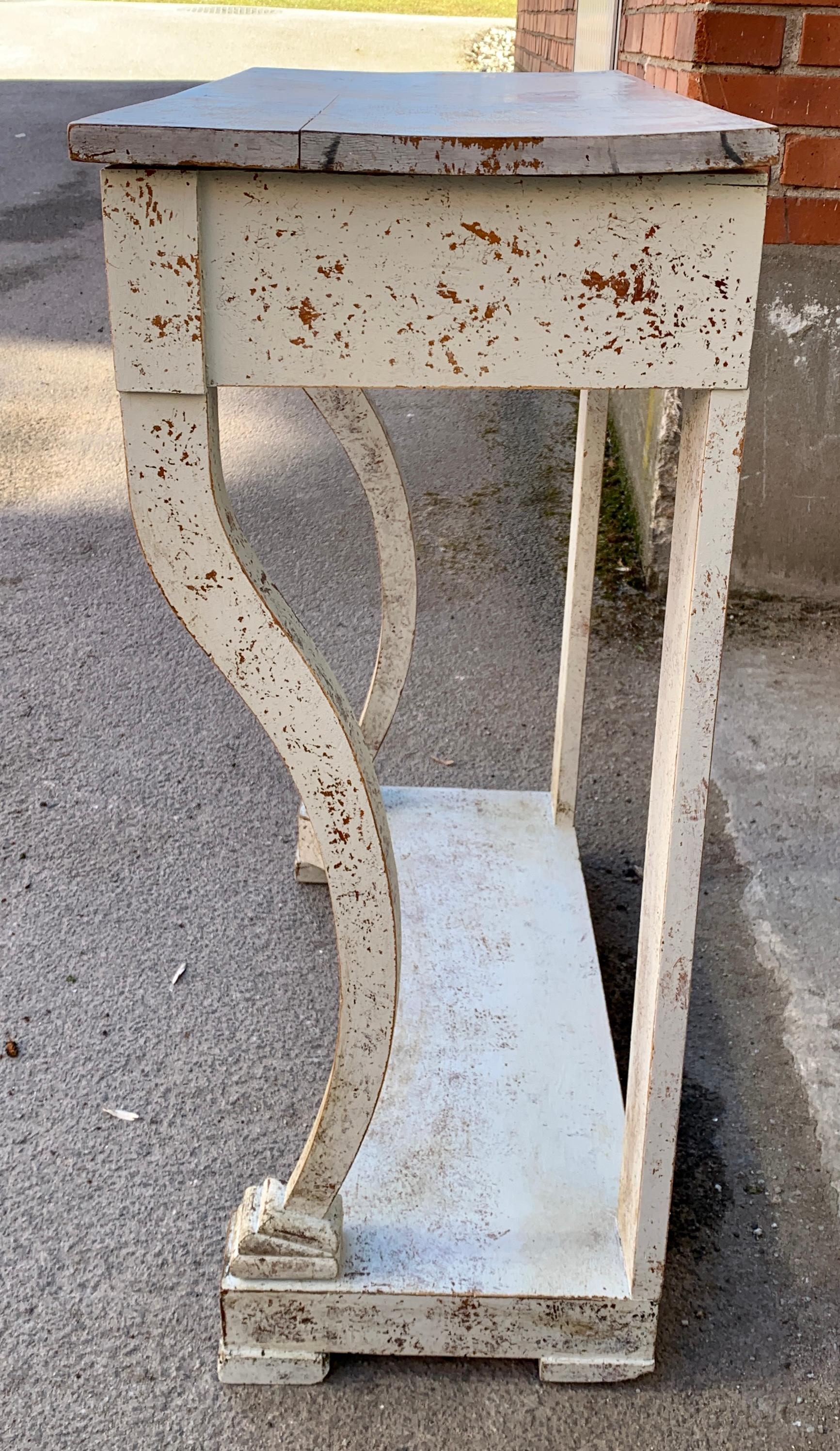 Swedish Gustavian Faux Marble Painted Console Table For Sale 8