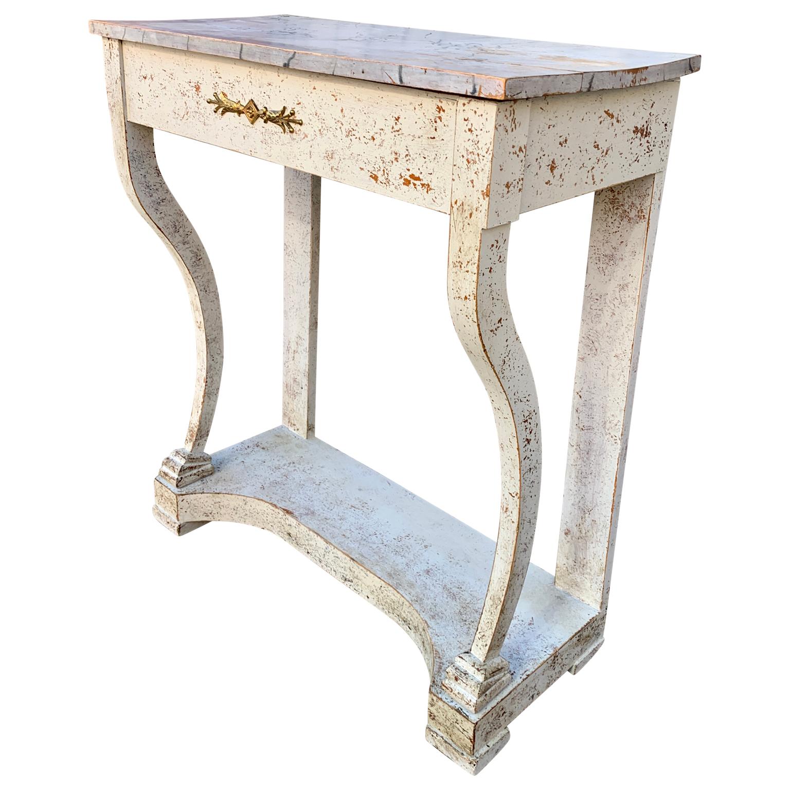 Swedish Gustavian Faux Marble Painted Console Table In Good Condition For Sale In Haddonfield, NJ