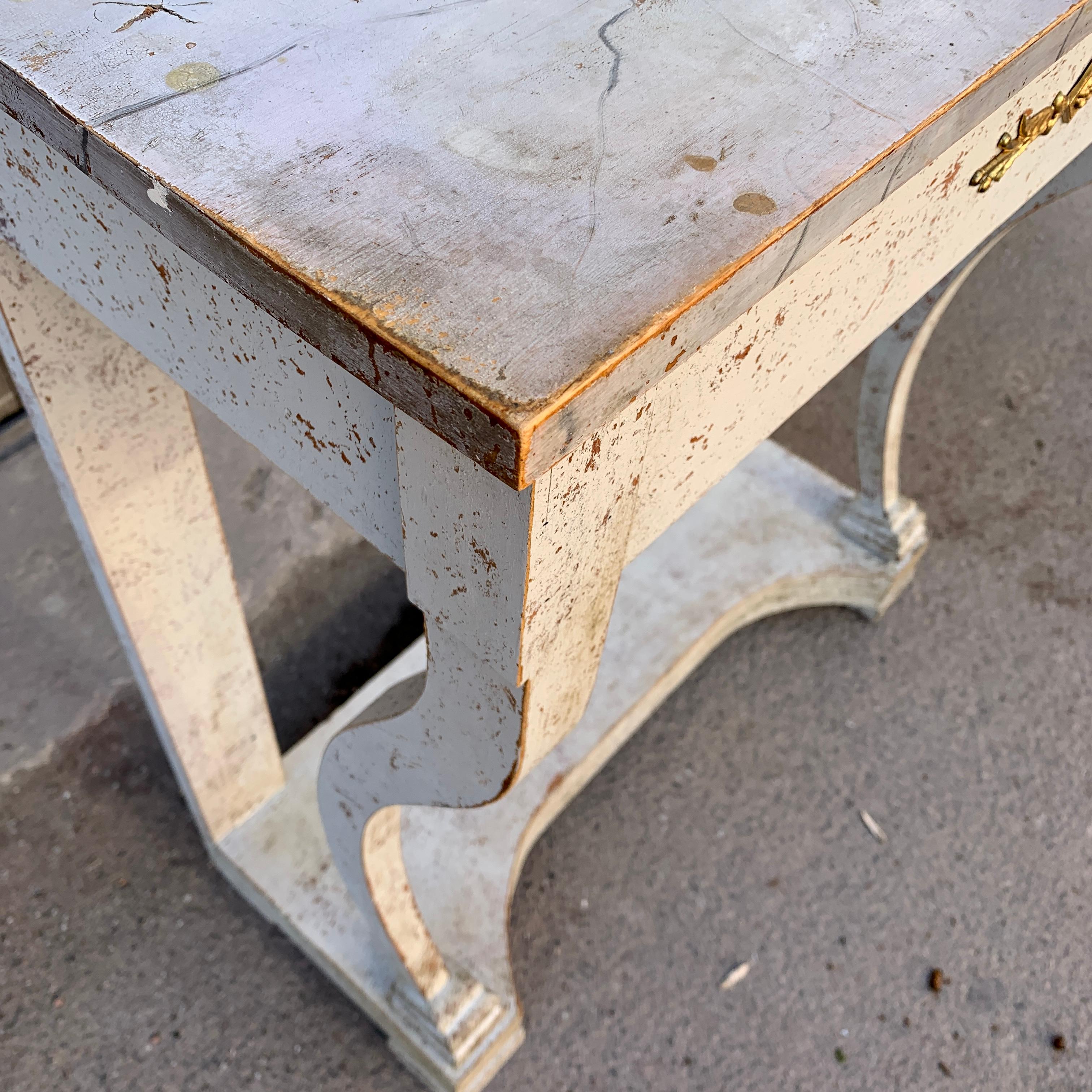 Swedish Gustavian Faux Marble Painted Console Table For Sale 3