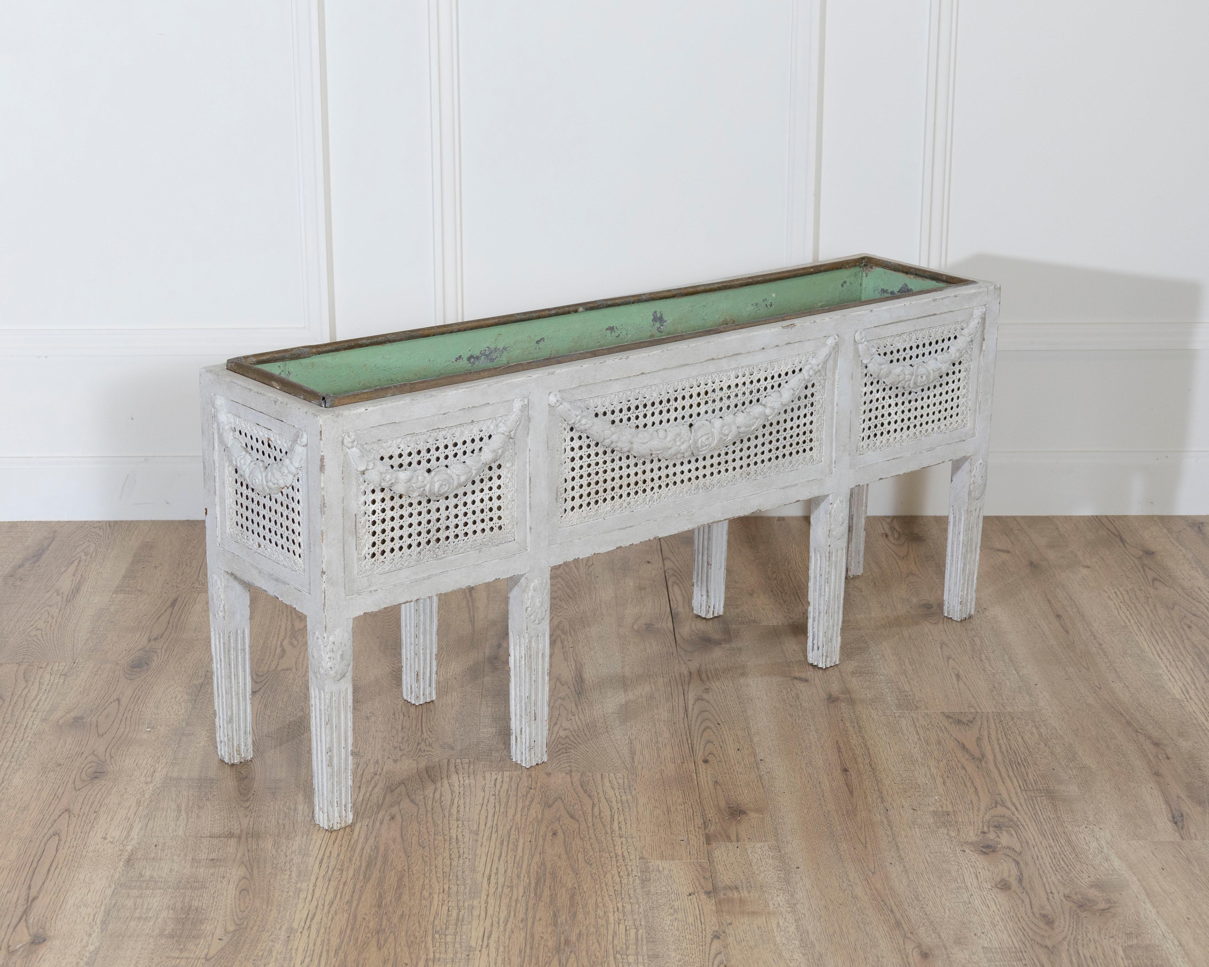 Painted Swedish Gustavian Flower Trough with Zinc Insert, circa 1900 For Sale