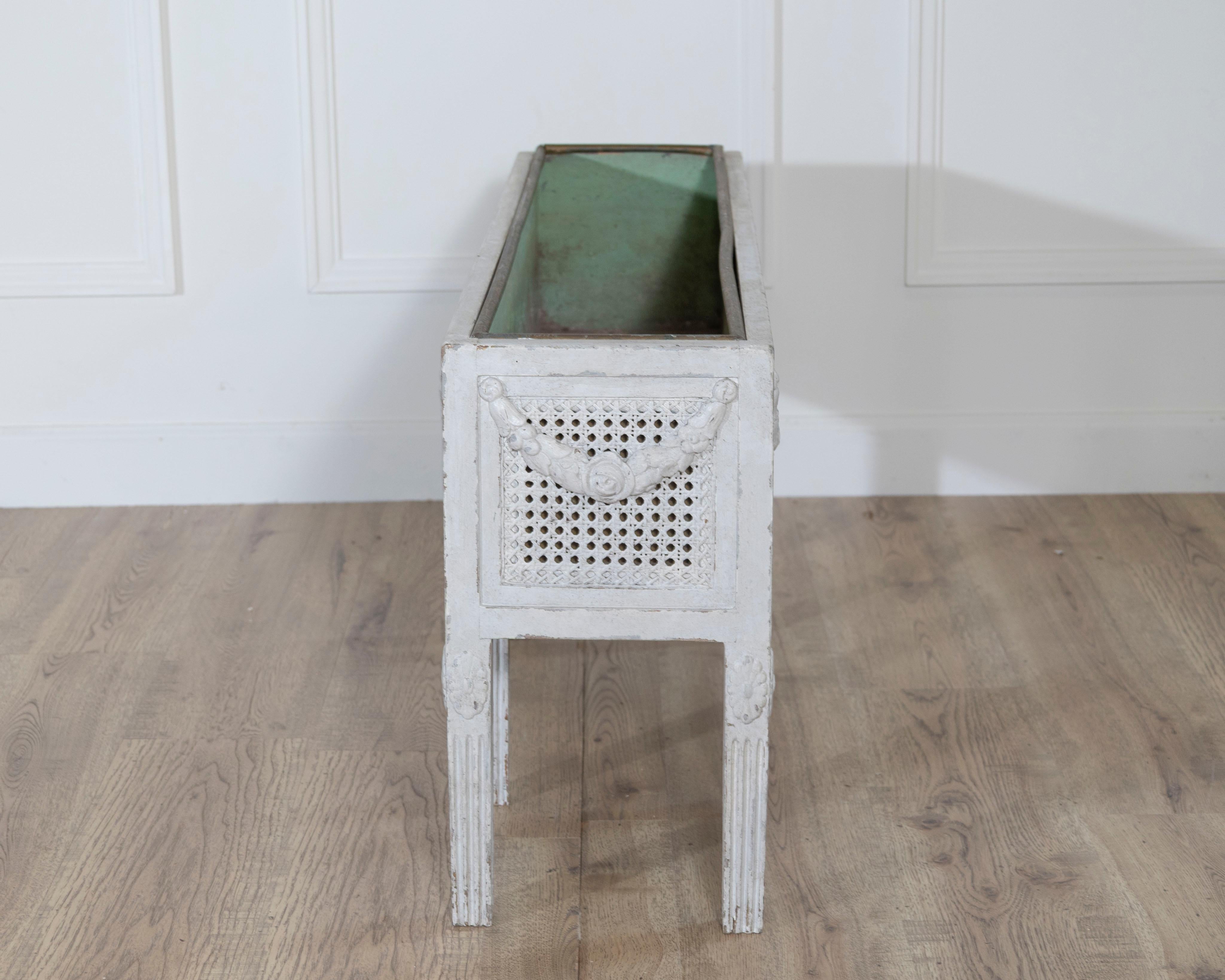 Wood Swedish Gustavian Flower Trough with Zinc Insert, circa 1900 For Sale