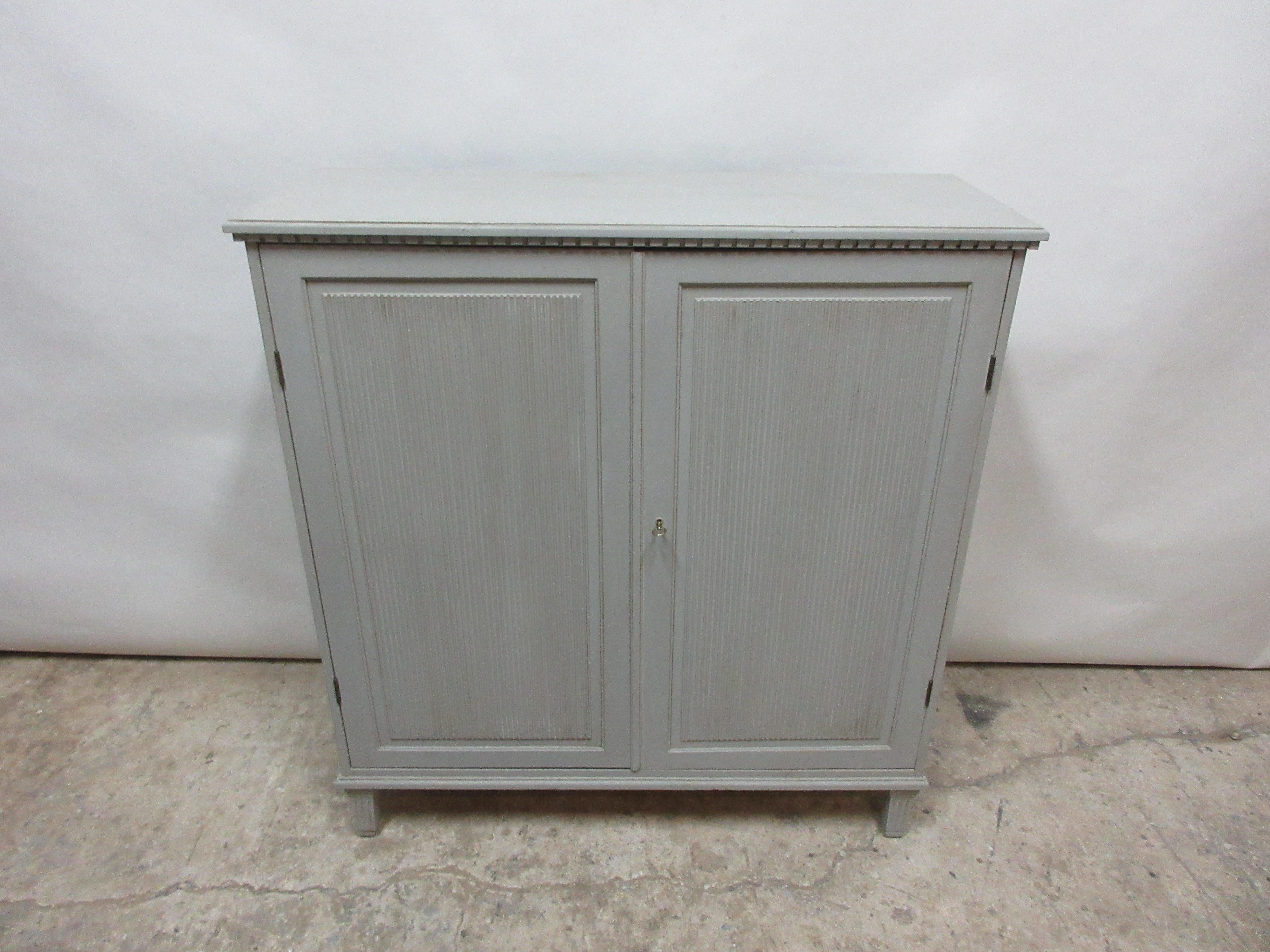 Swedish Gustavian Fluted Door Sideboard In Distressed Condition In Hollywood, FL