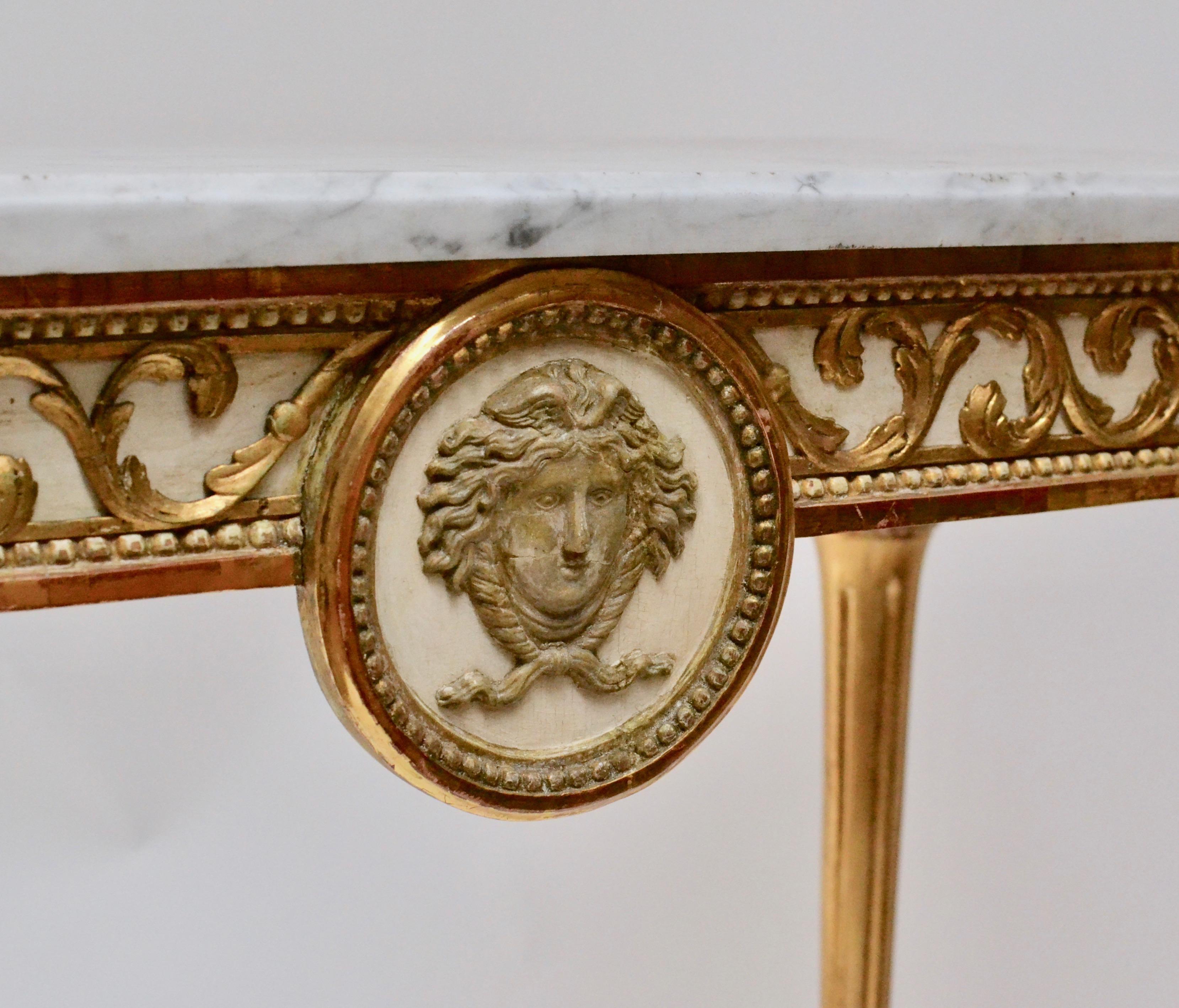 Swedish Gustavian Giltwood Console Table, Marble Top, 18th Century 1
