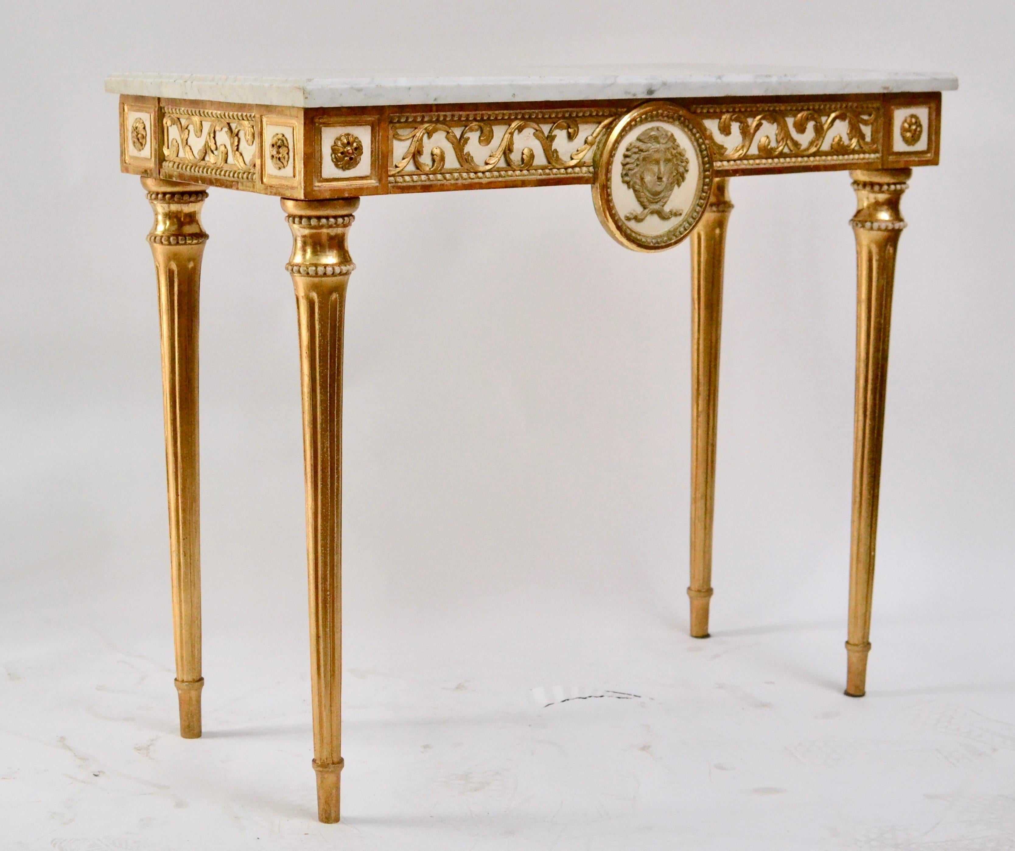 Swedish Gustavian Giltwood Console Table, Marble Top, 18th Century 3