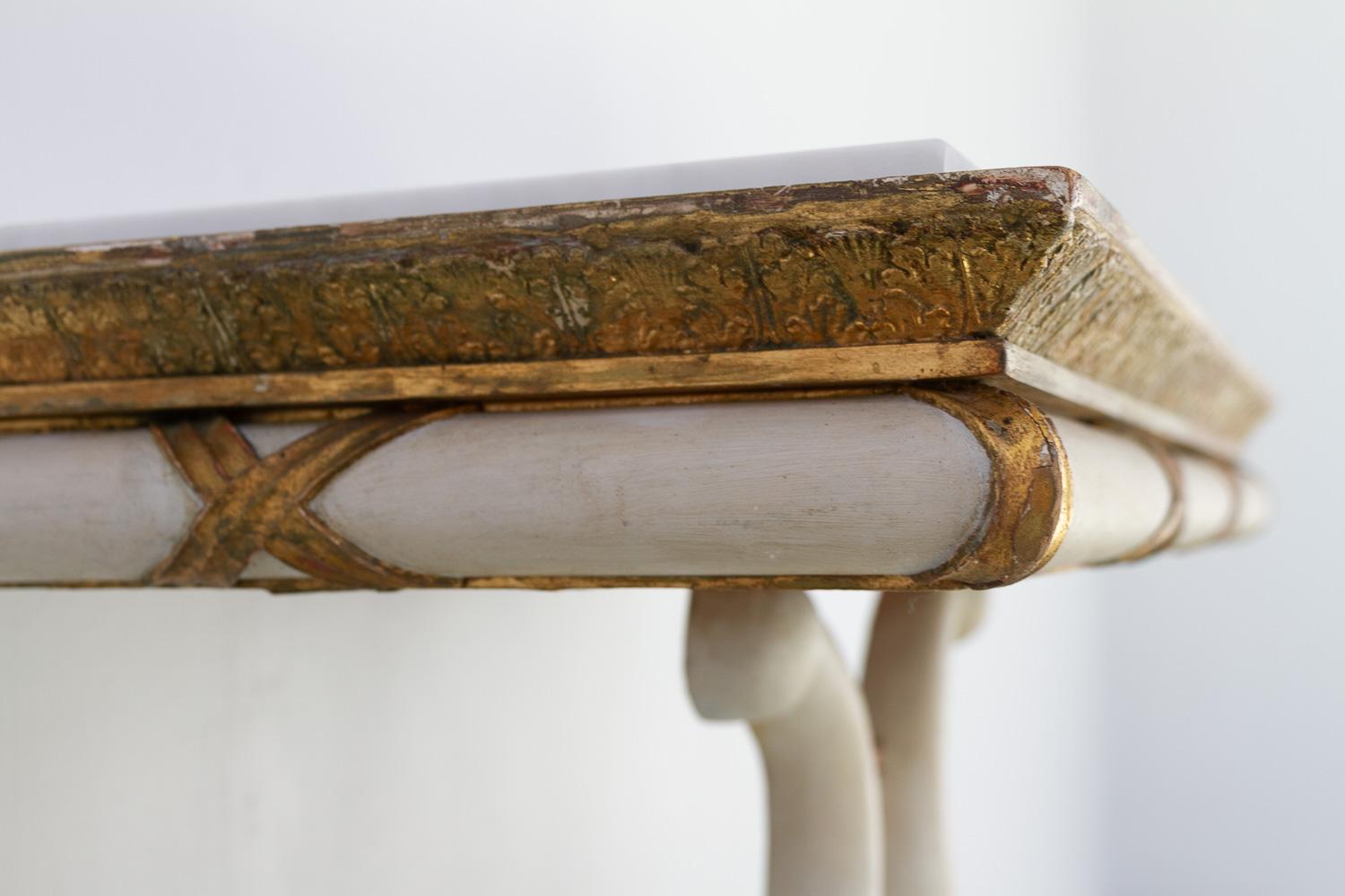 Swedish Gustavian Giltwood Console Table with Lyre and Marble Top, 1800s. For Sale 12