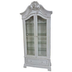 Swedish Gustavian Glass Front Vitrine Display Cabinet Armoire Linen Press, 1800s