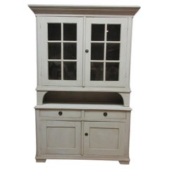 Antique Swedish Gustavian Glass Top Hutch