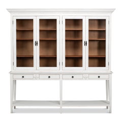 Swedish Gustavian Glazed Display Cabinet in White