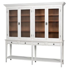 Swedish Gustavian Glazed Display Cabinet in White