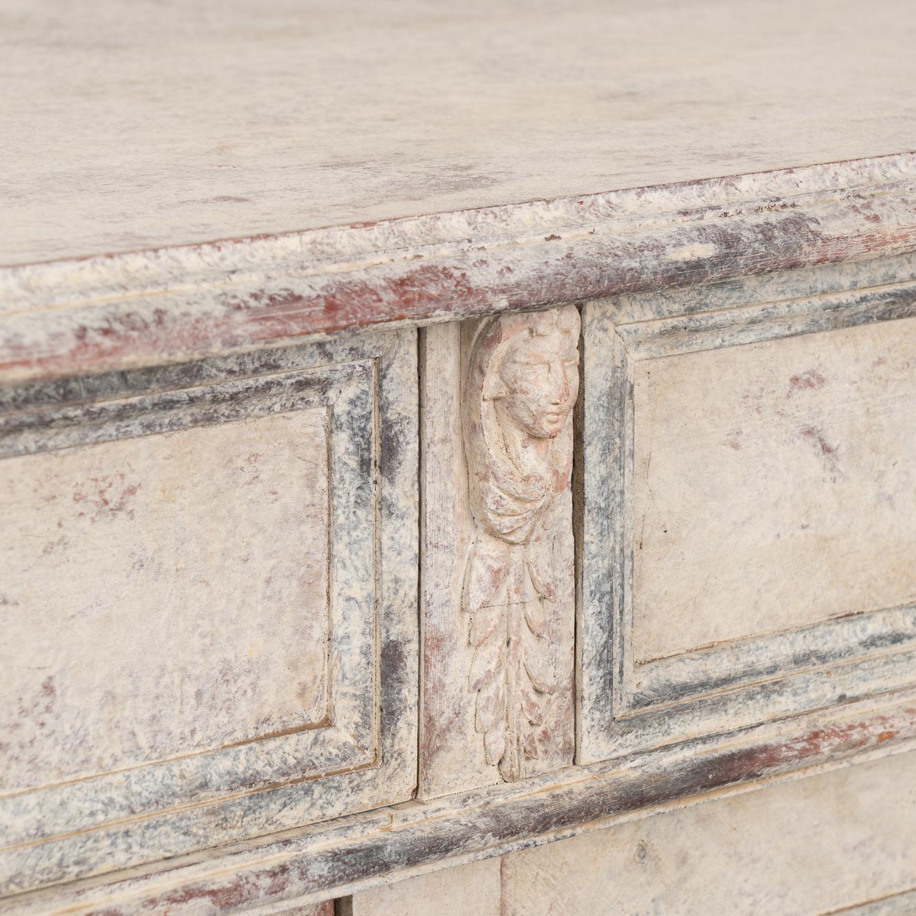 Swedish Gustavian Gray Painted Sideboard Cabinet, circa 1840 For Sale 5